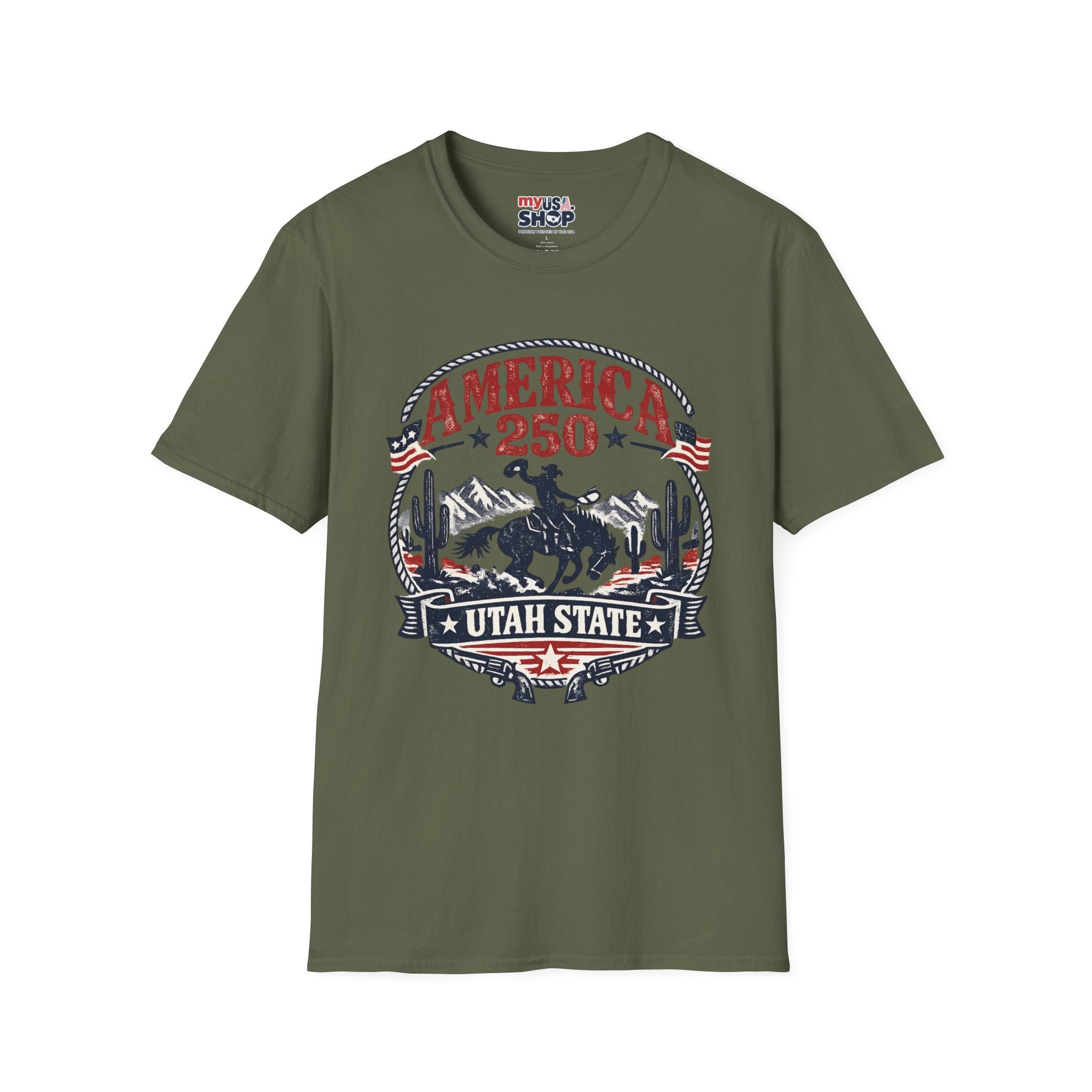 America 250 Utah State Shirt — Retro Rodeo Freedom Graphic Tee