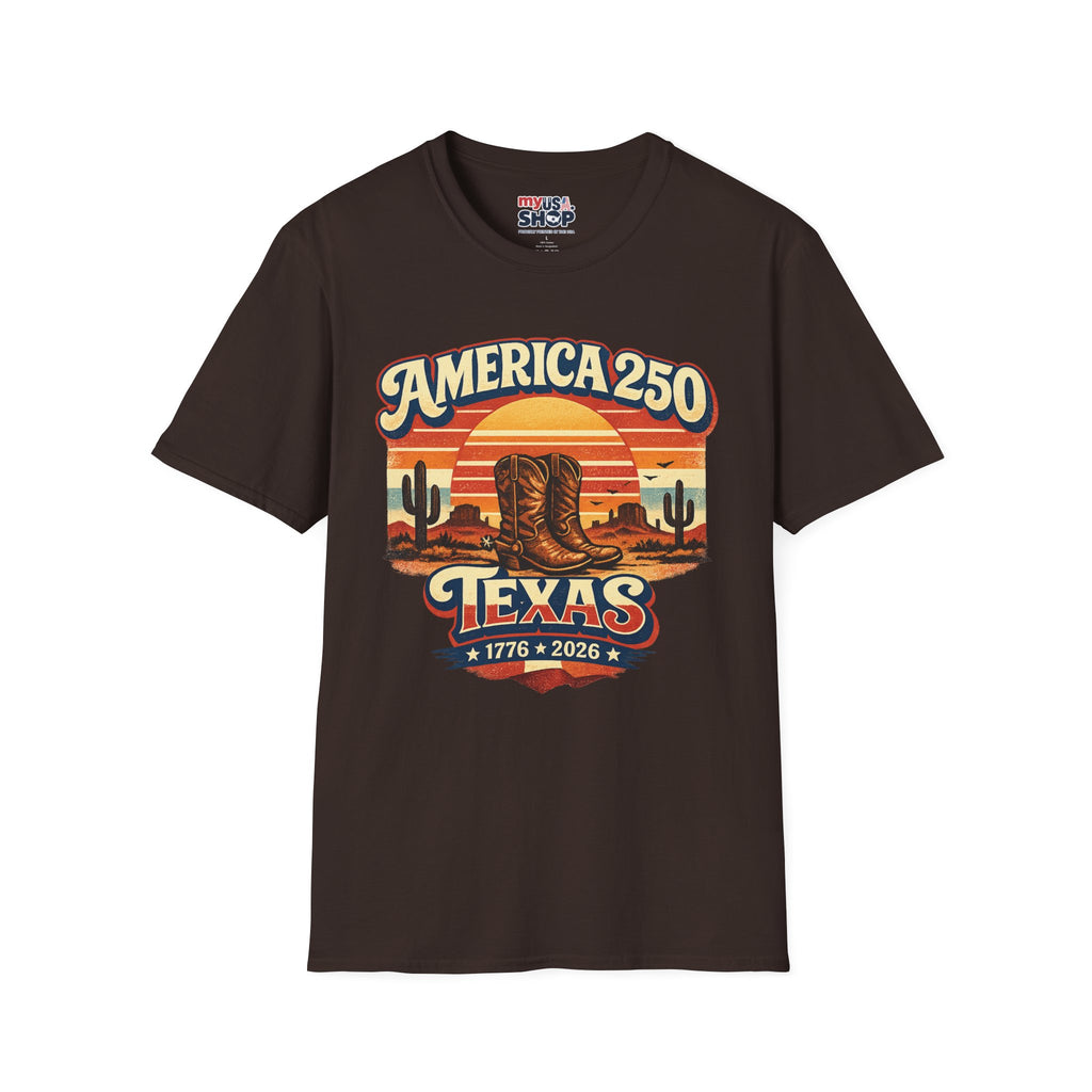 America 250 Texas T-Shirt — Retro Desert Cowboy Graphic Tee