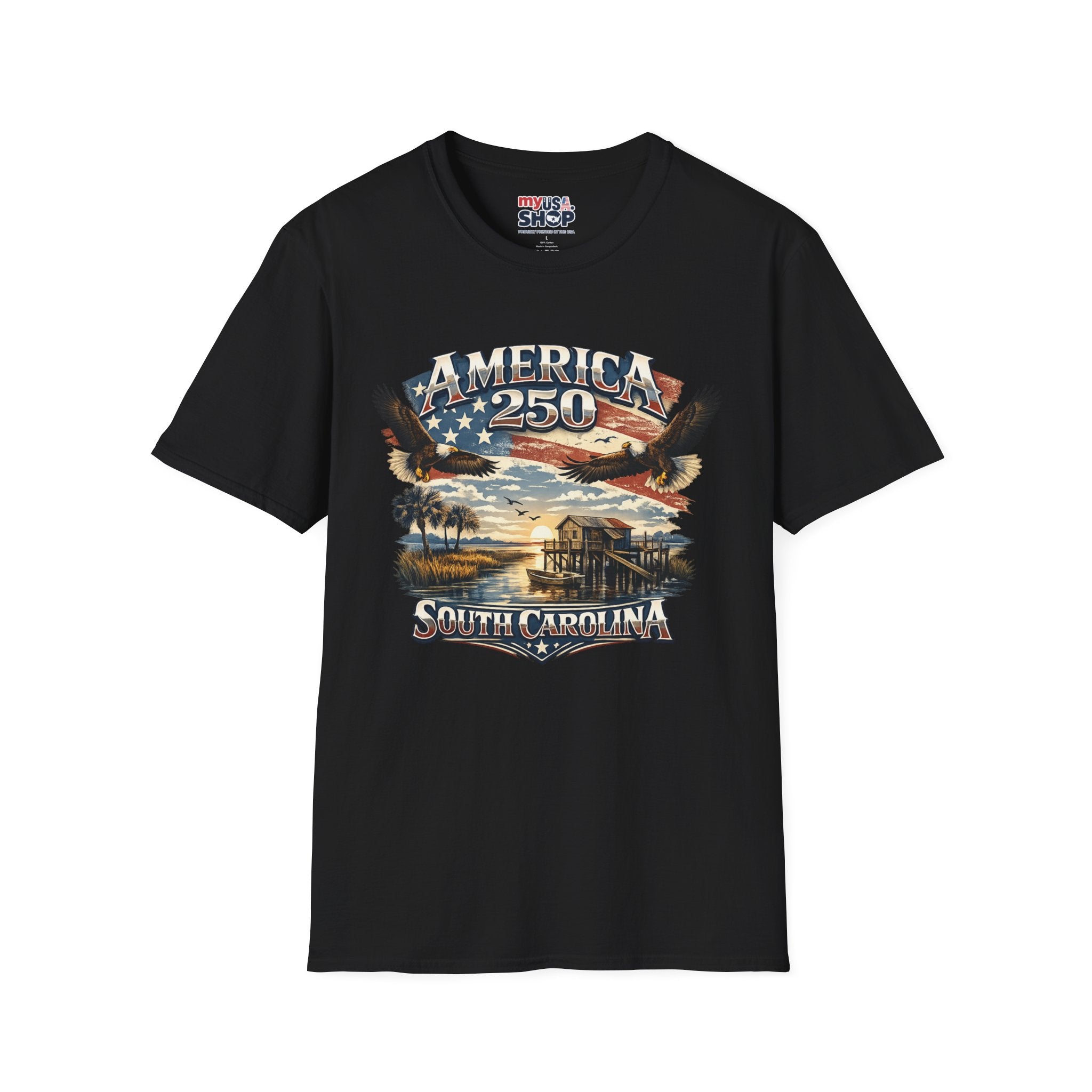 America 250 T-Shirt — South Carolina Patriotic Bald Eagles & Flag Graphic