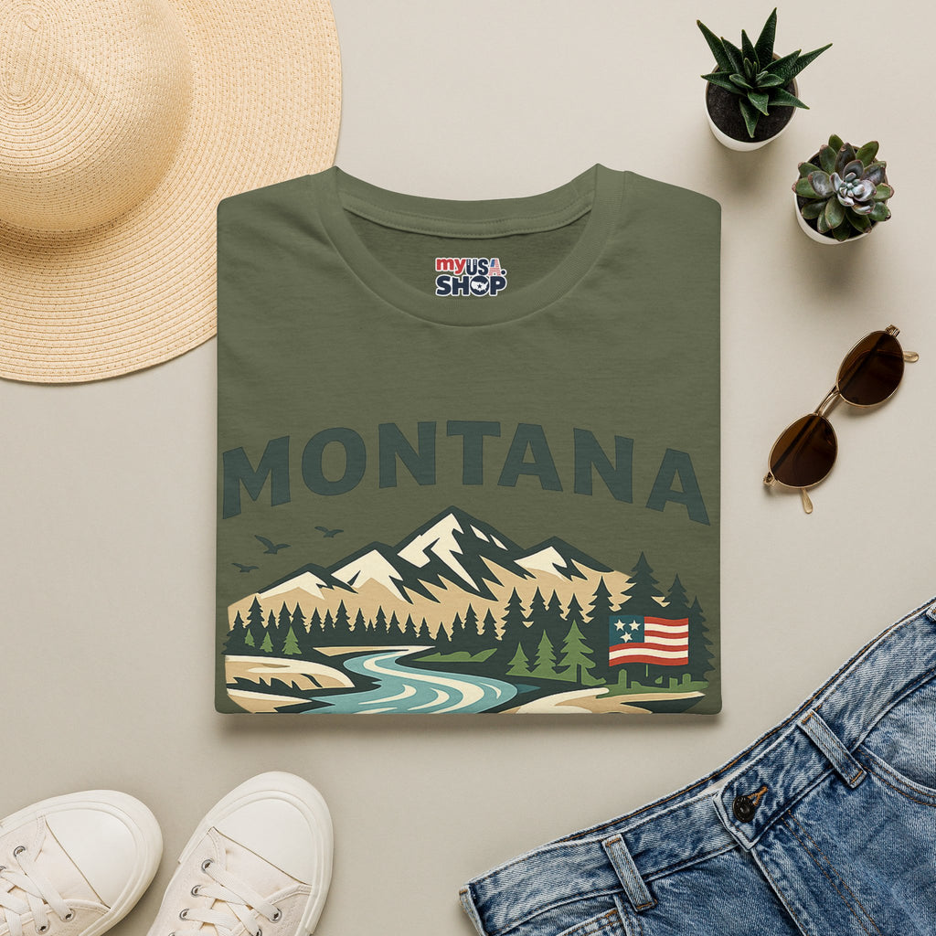 America 250 x Montana Mountain Scenic T-Shirt — Retro Nature Design