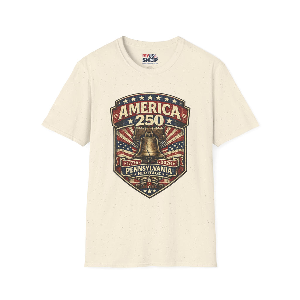 Pennsylvania America 250 Shirt — Vintage Liberty Bell Heritage Crest Tee