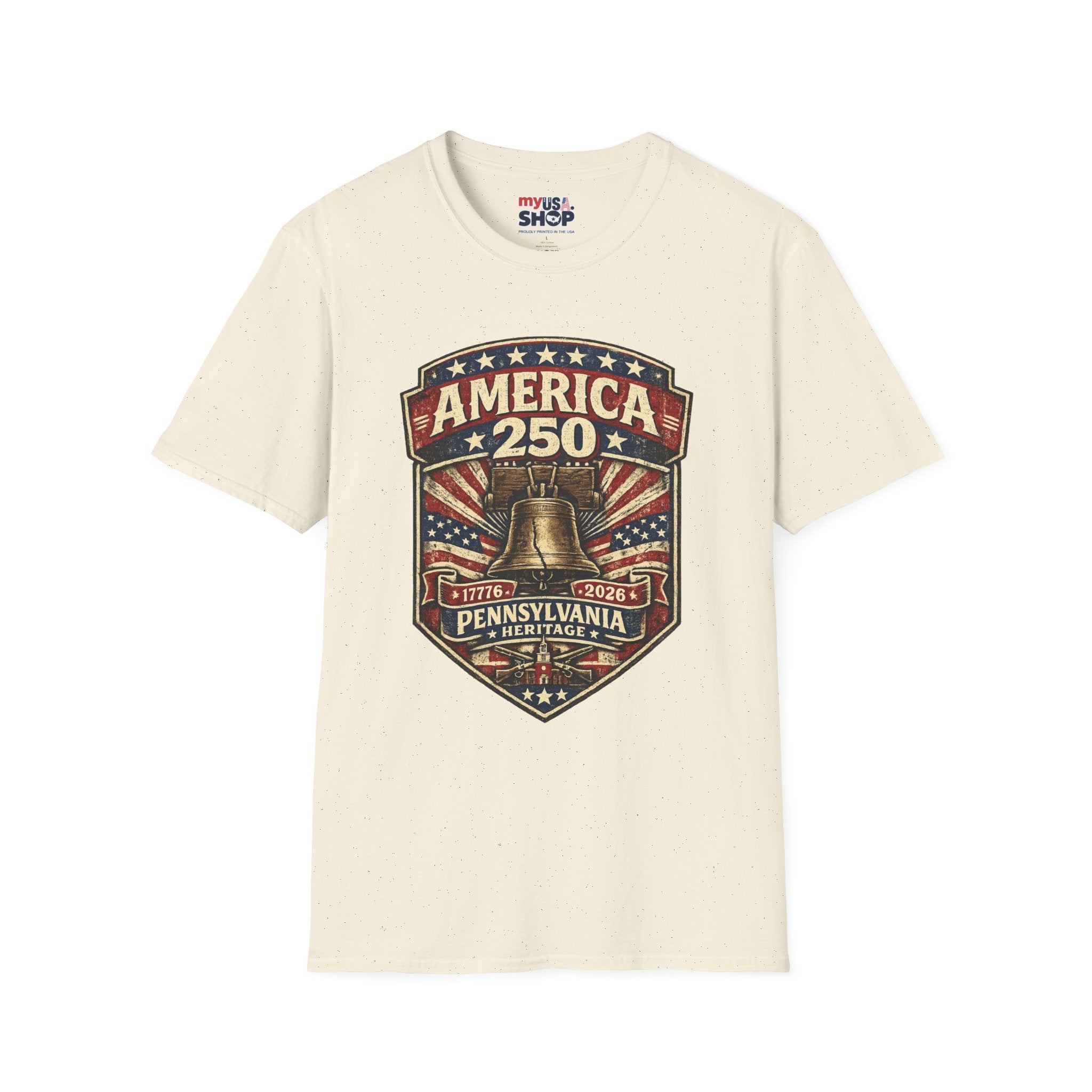 Pennsylvania America 250 Shirt — Vintage Liberty Bell Heritage Crest Tee