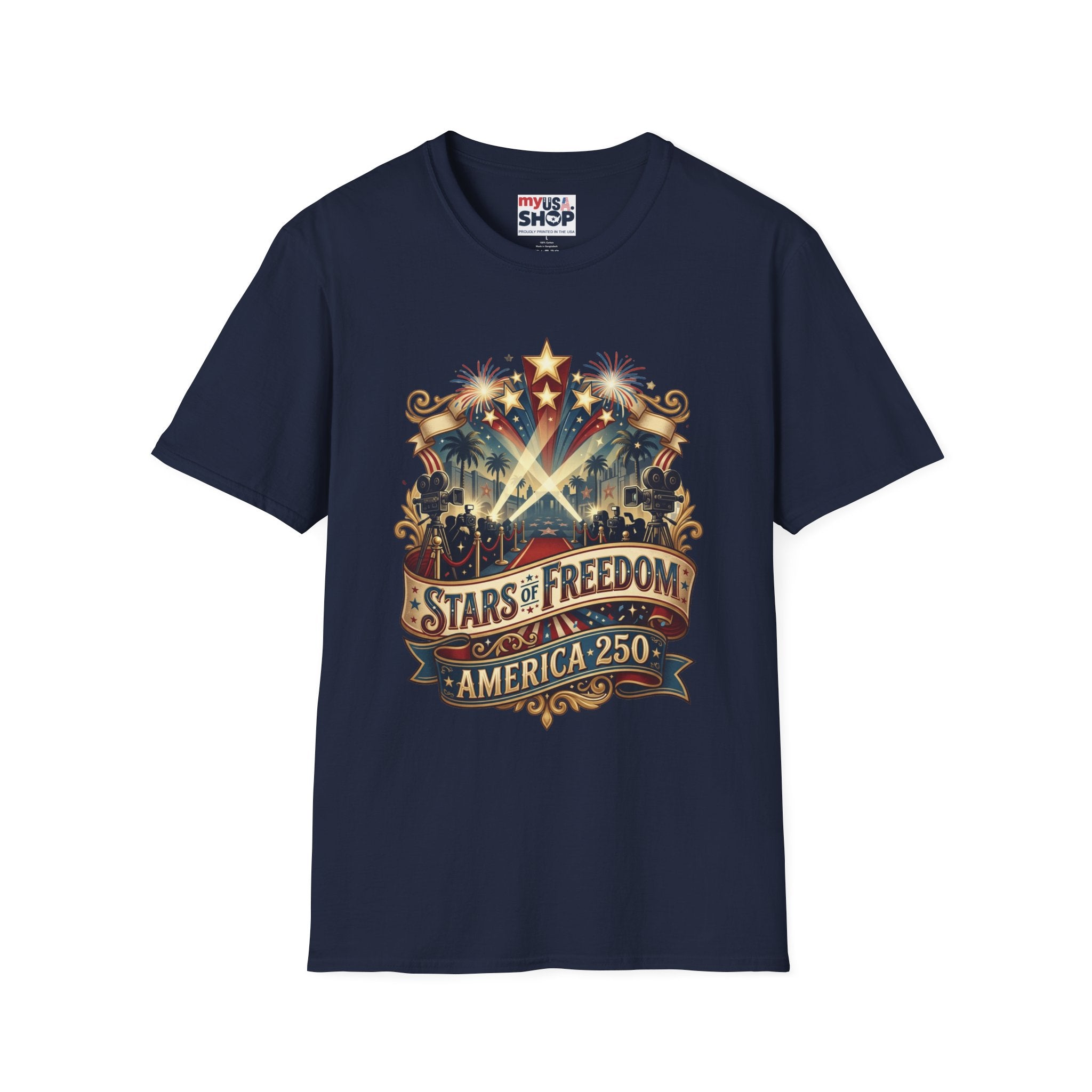 Stars of Freedom T‑Shirt — America 250 Patriotic Celebration Tee Pop Culture