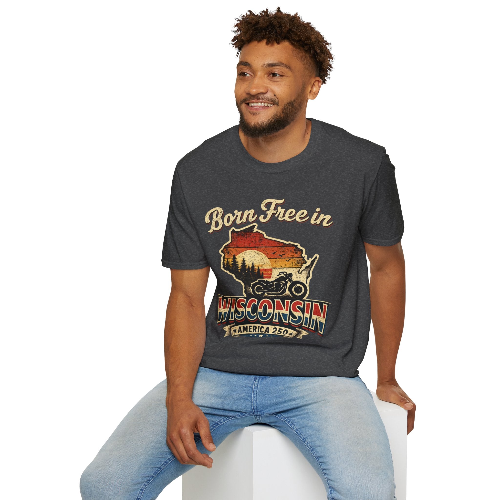 Wisconsin Vintage "Born Free in" T-Shirt - America 250 Tee