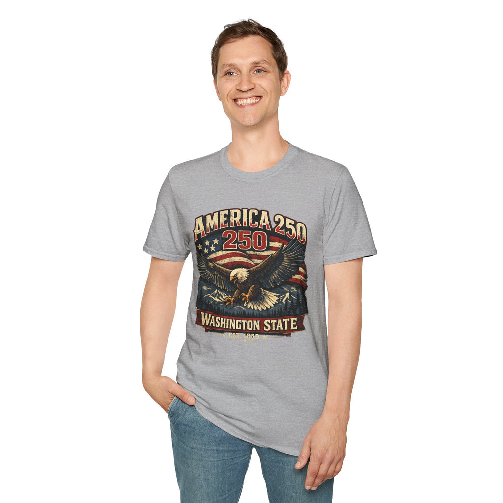America 250 Eagle T-Shirt — Washington State Patriotic Tee