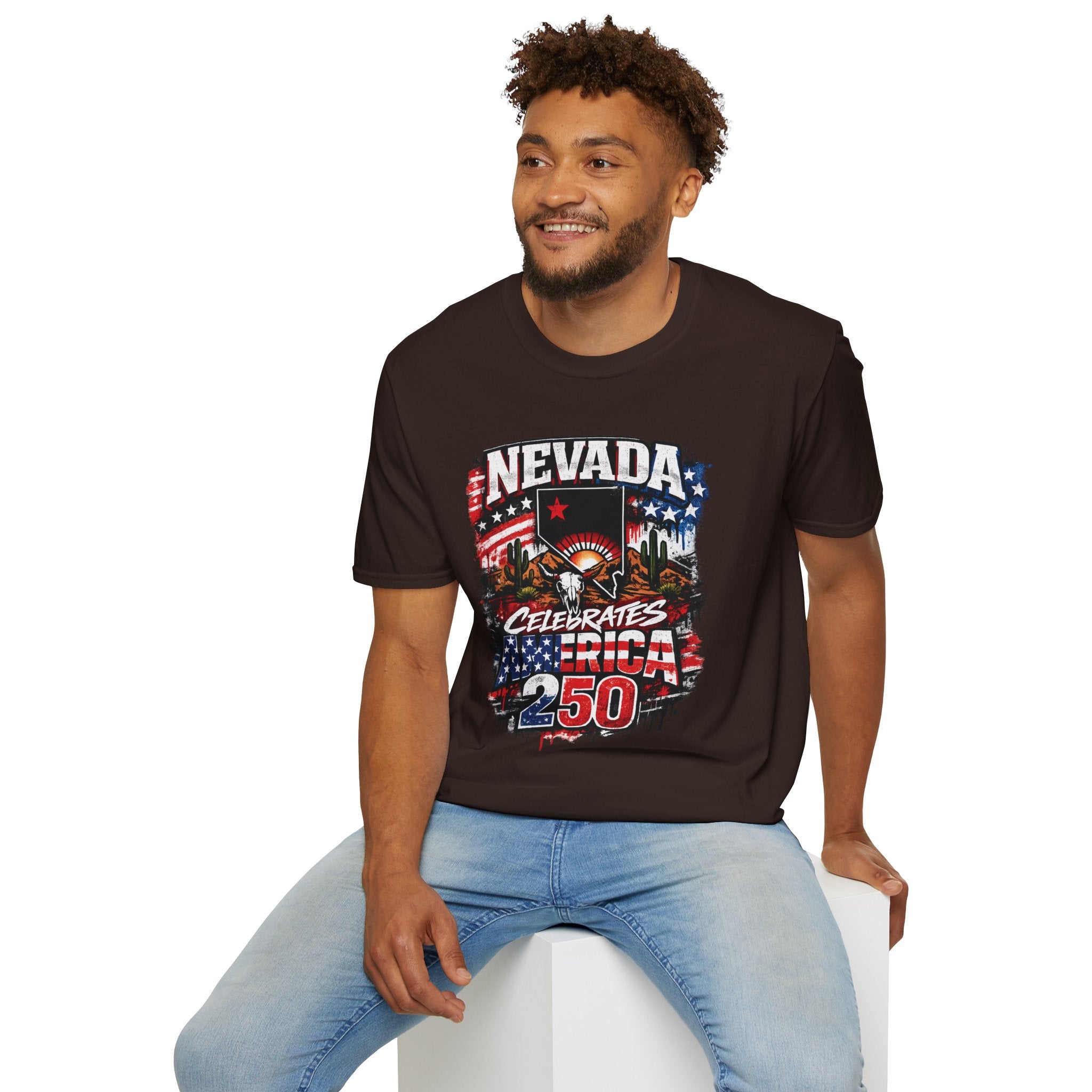 America 250 Nevada Rustic Flag T-Shirt — 'Celebrates the 250' Vintage State Pride Tee