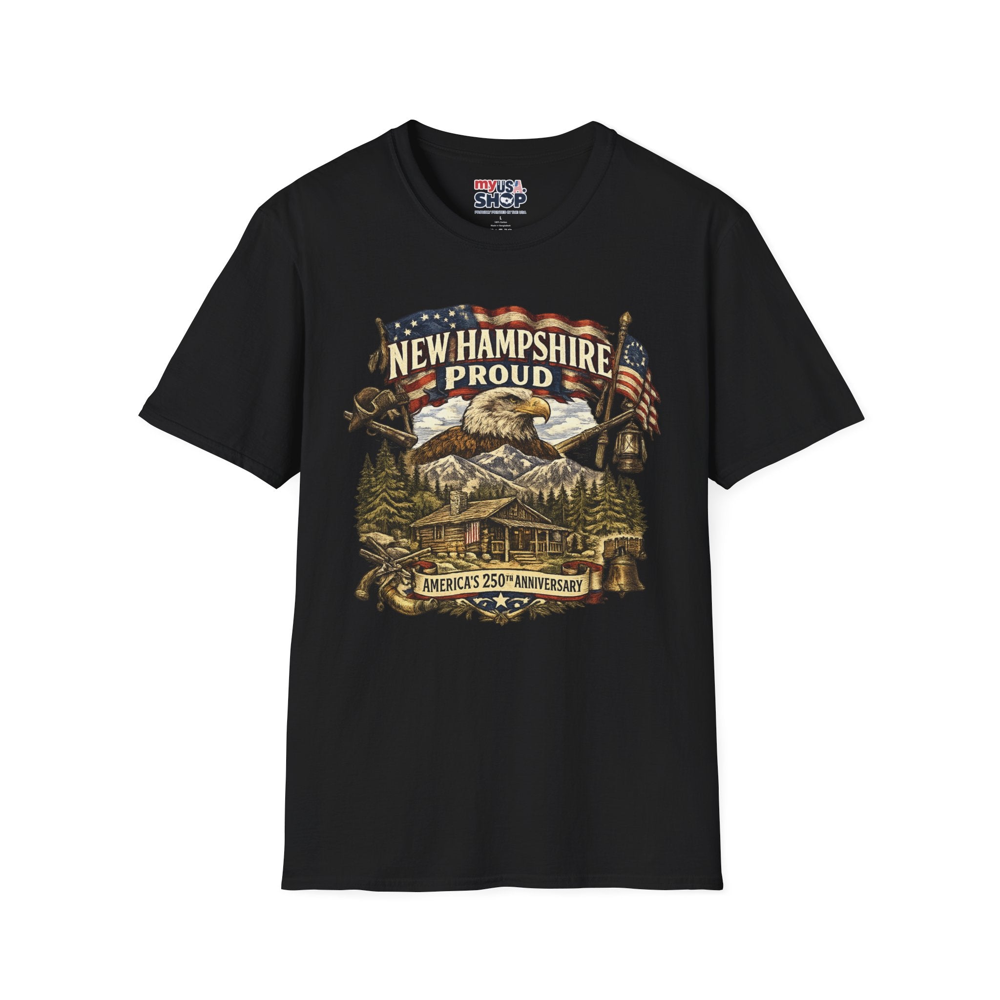 America 250 New Hampshire Proud T-Shirt — Patriotic Eagle State Tee