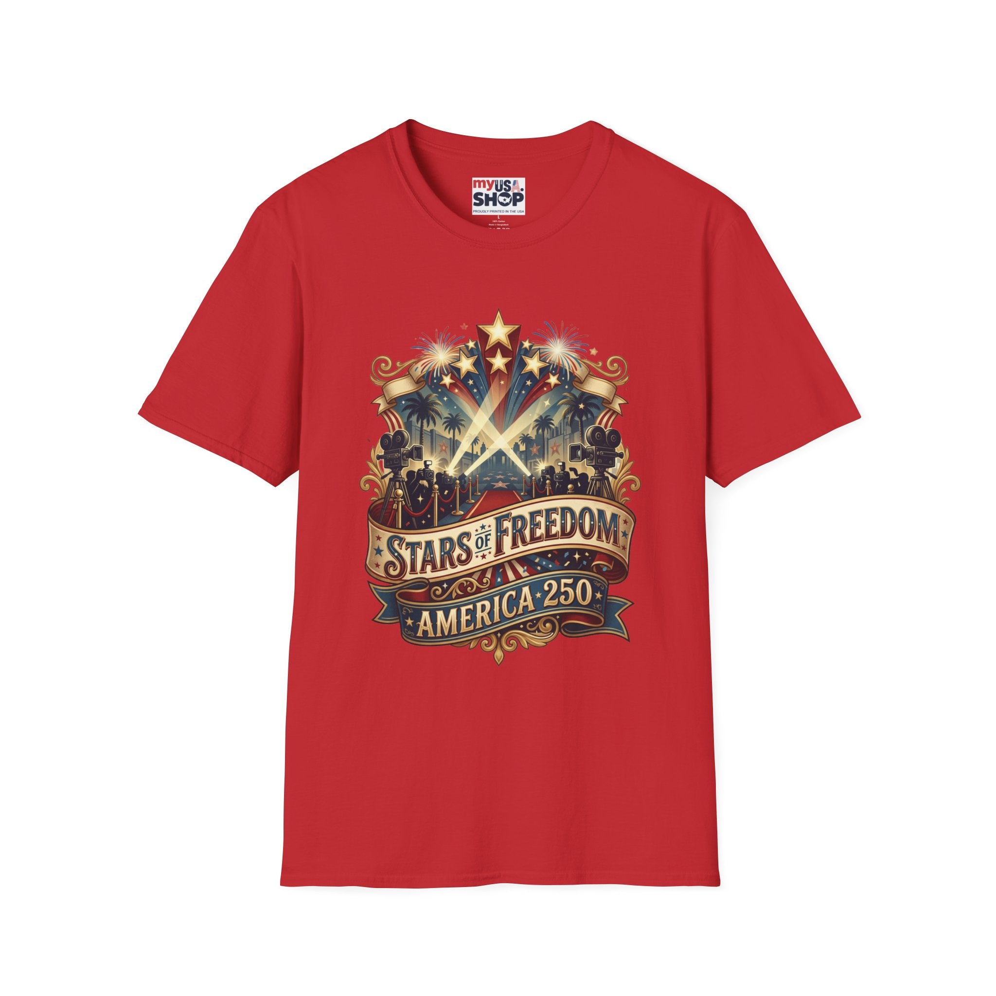 Stars of Freedom T‑Shirt — America 250 Patriotic Celebration Tee Pop Culture