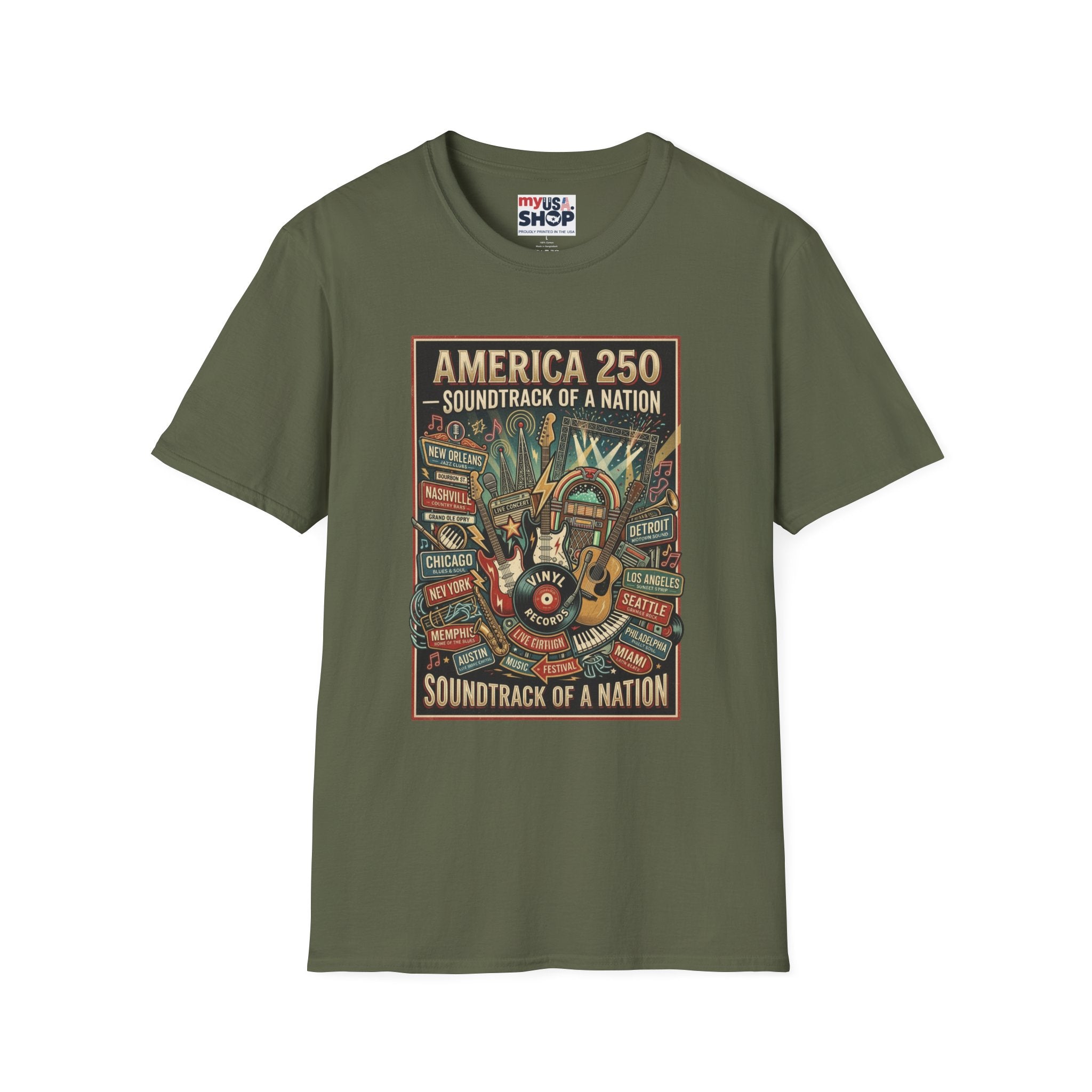 America 250 "Soundtrack of a Nation" T-Shirt — Patriotic Music Festival Tee Pop Culture