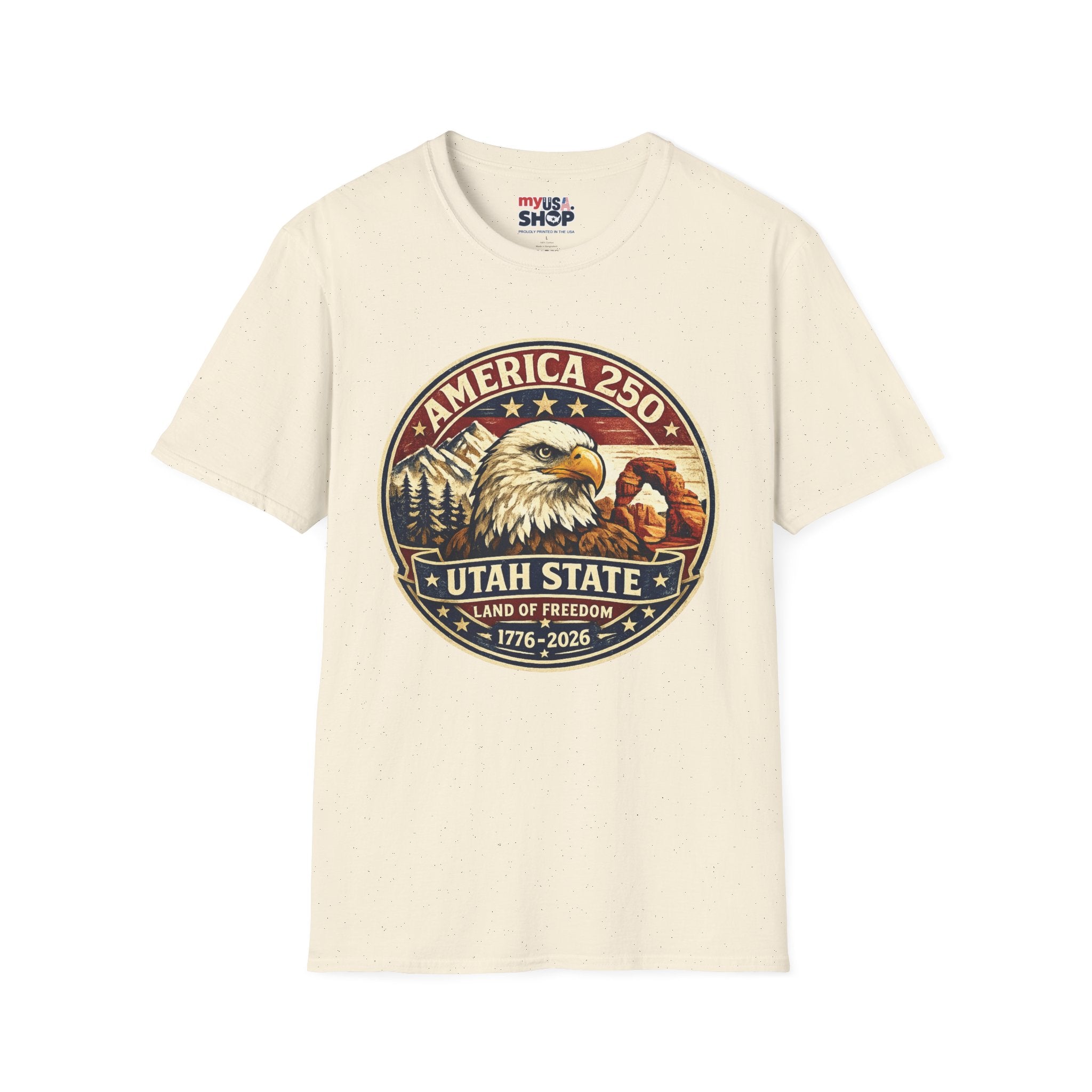 America 250 Utah State Tee — Land of Freedom Eagle Graphic Shirt