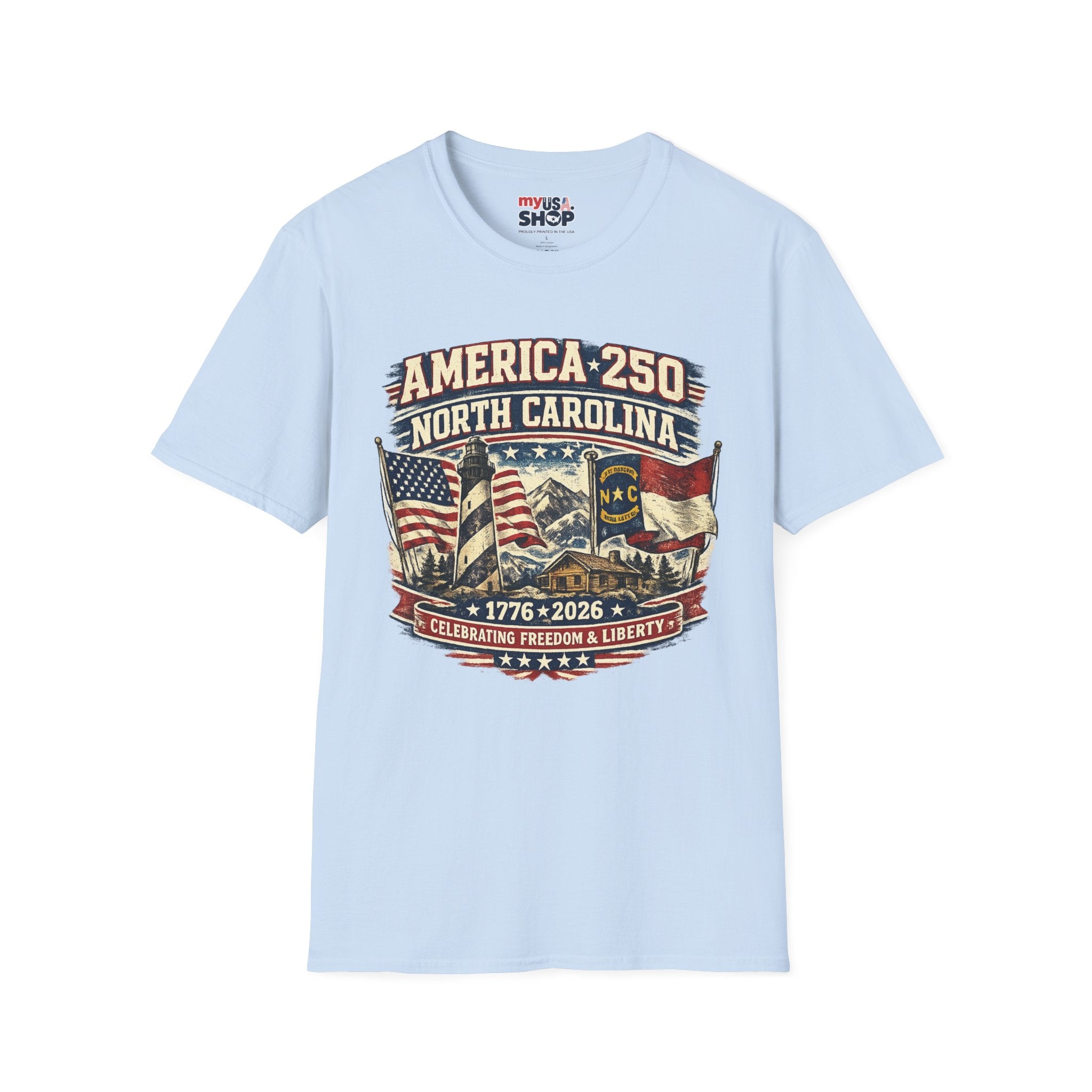 America 250 North Carolina T-Shirt — 1776–2026 Patriotic State Pride Tee
