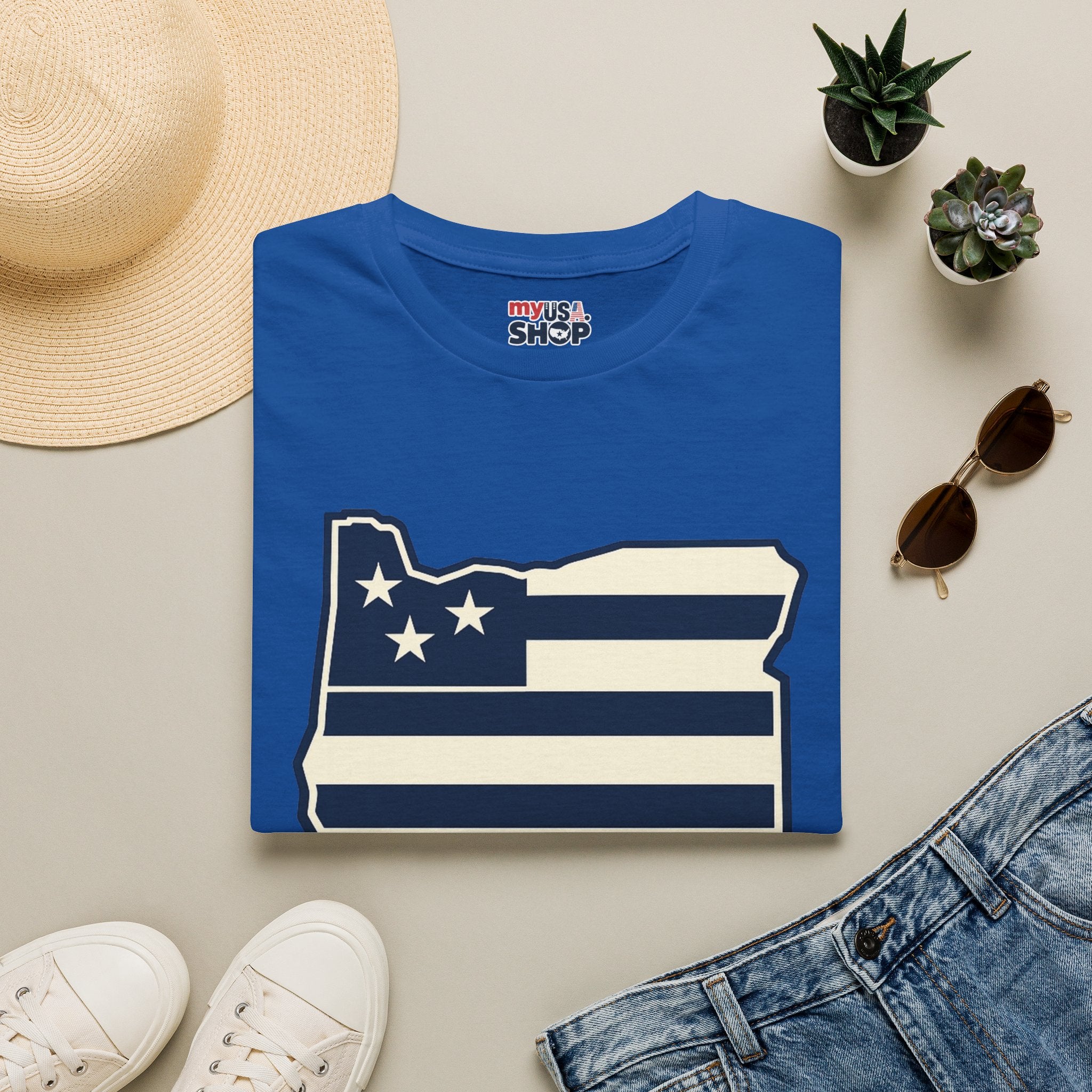 America 250 Oregon Shirt — Minimal Oregon State Flag Graphic Tee