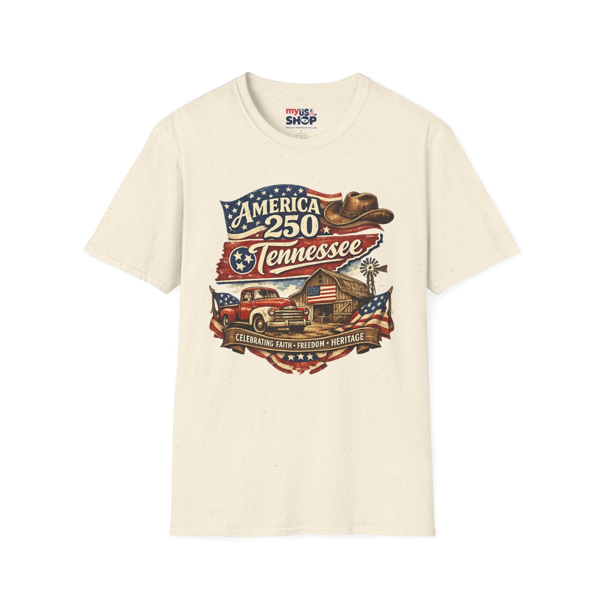 America 250 Tennessee T-Shirt — Celebrating Faith Freedom Heritage Graphic Tee