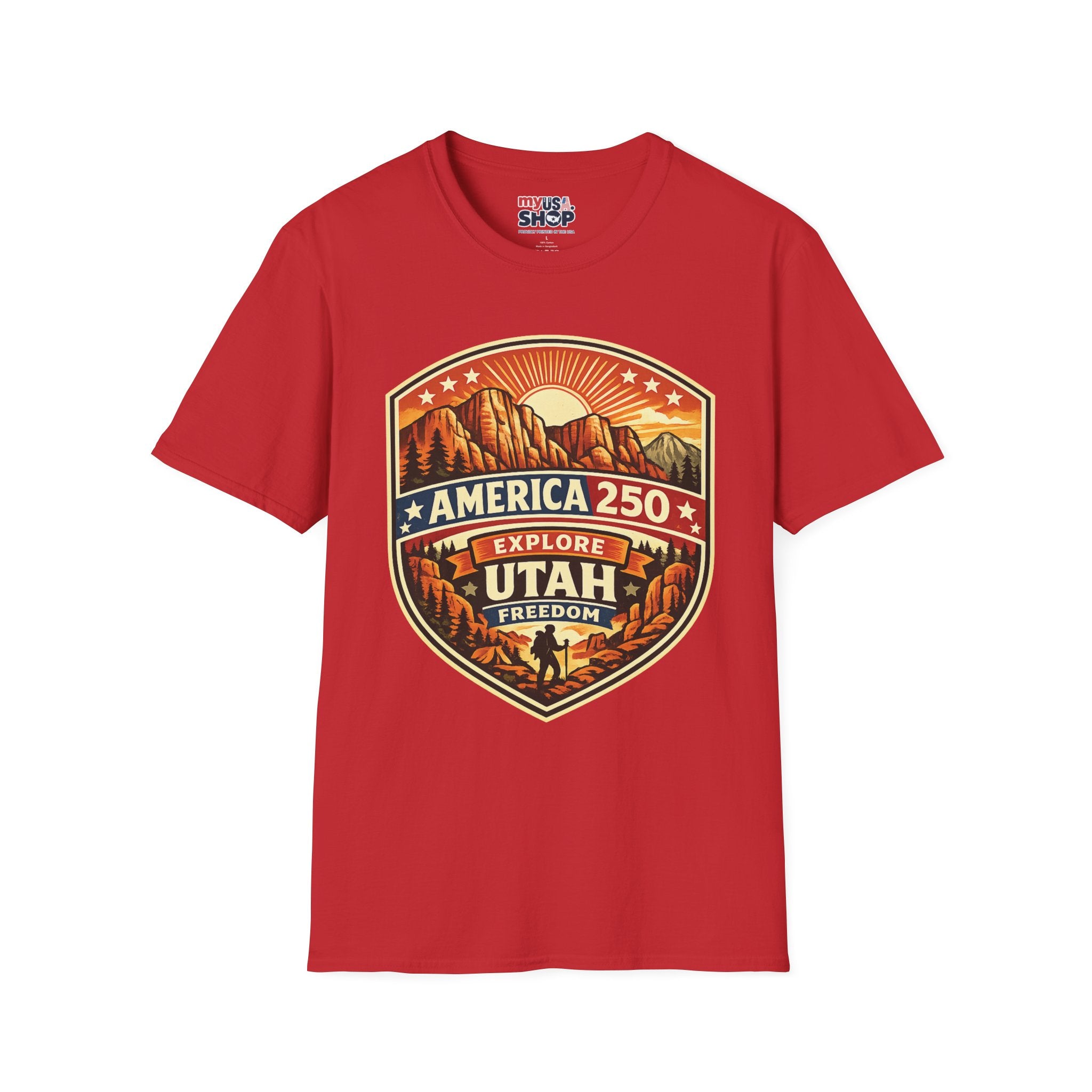 America 250 T-Shirt Utah Explore Freedom Vintage National Park Badge