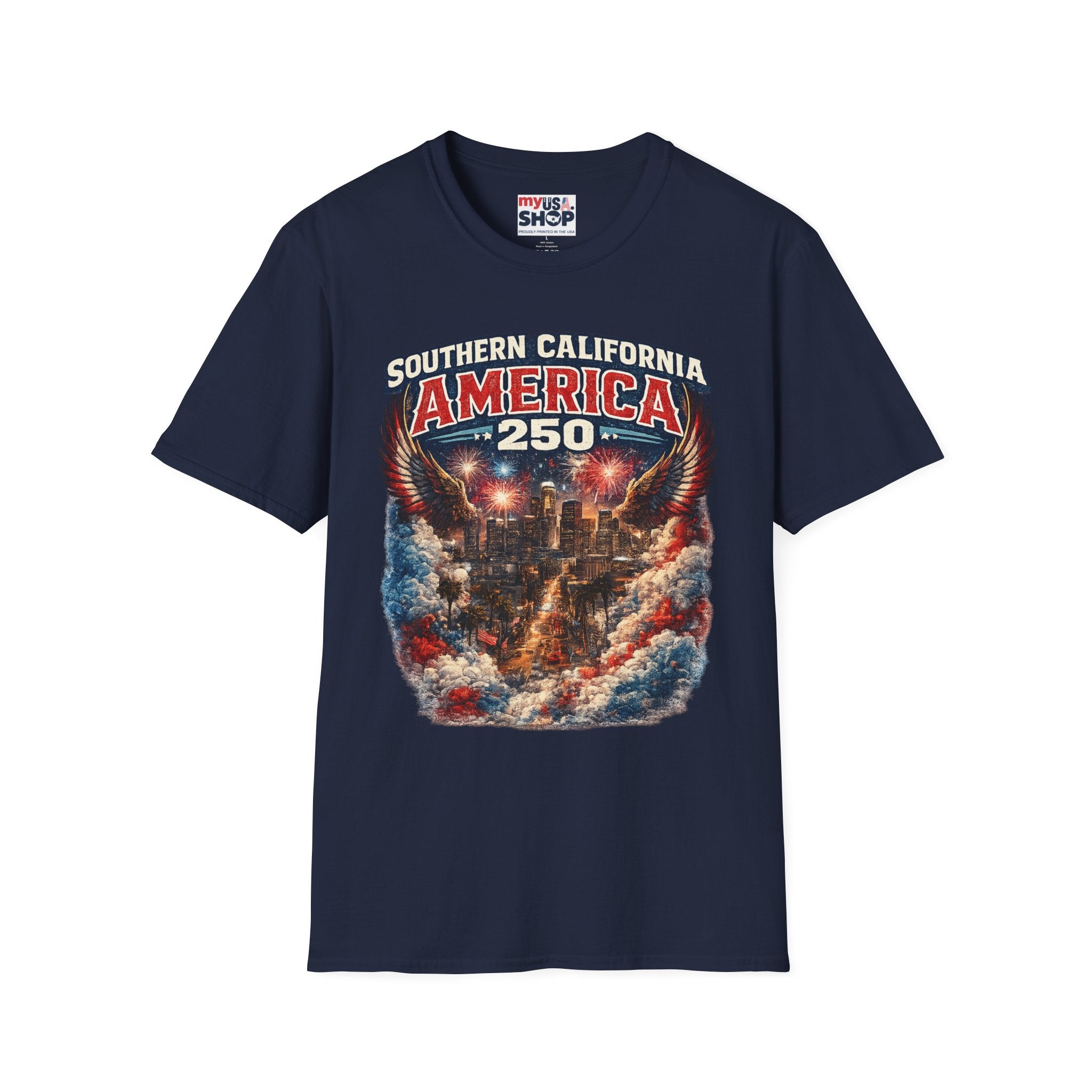 Southern California America 250 T-Shirt — Patriotic Eagle Fireworks Tee