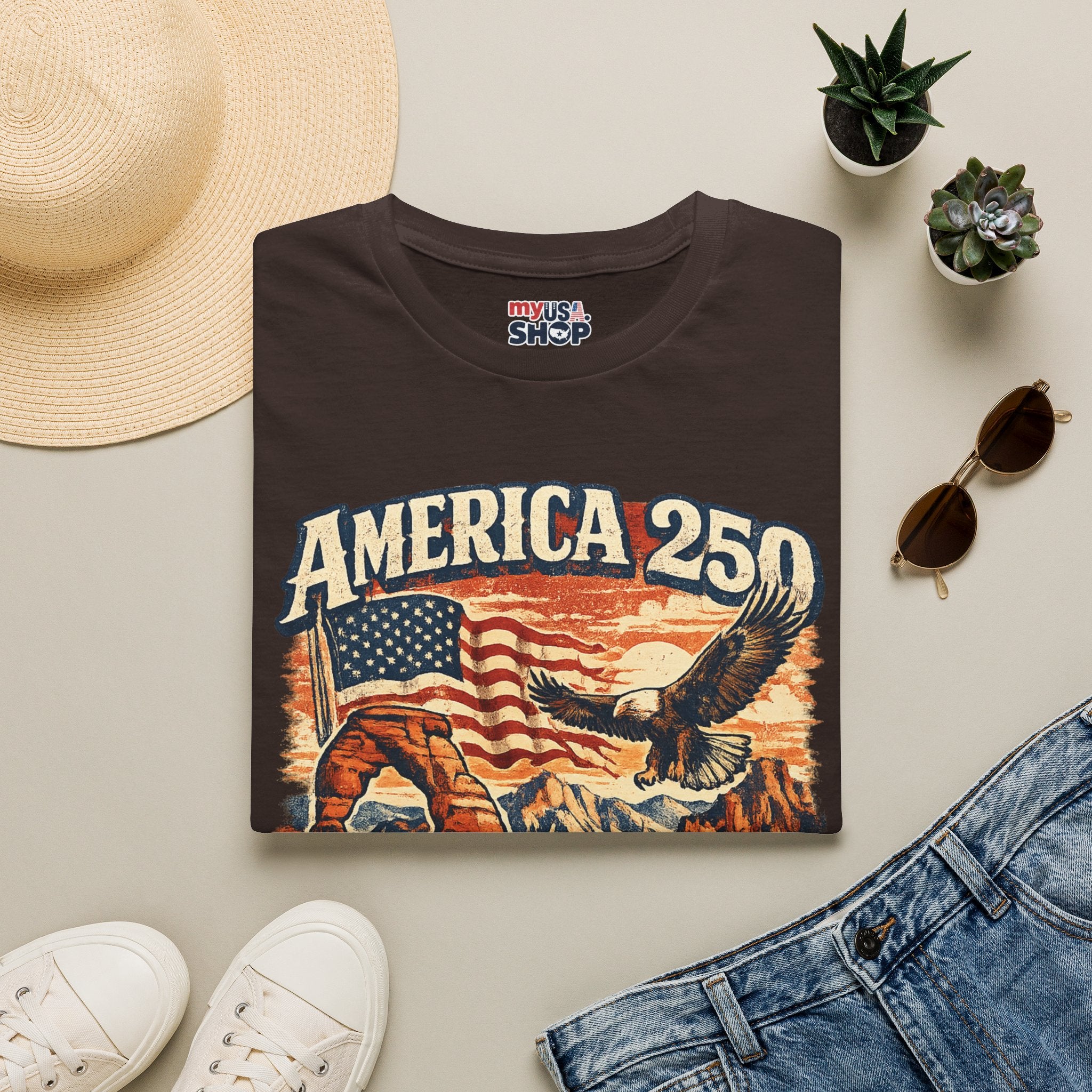 America 250 Utah Shirt — Patriotic Desert Eagle Graphic Tee