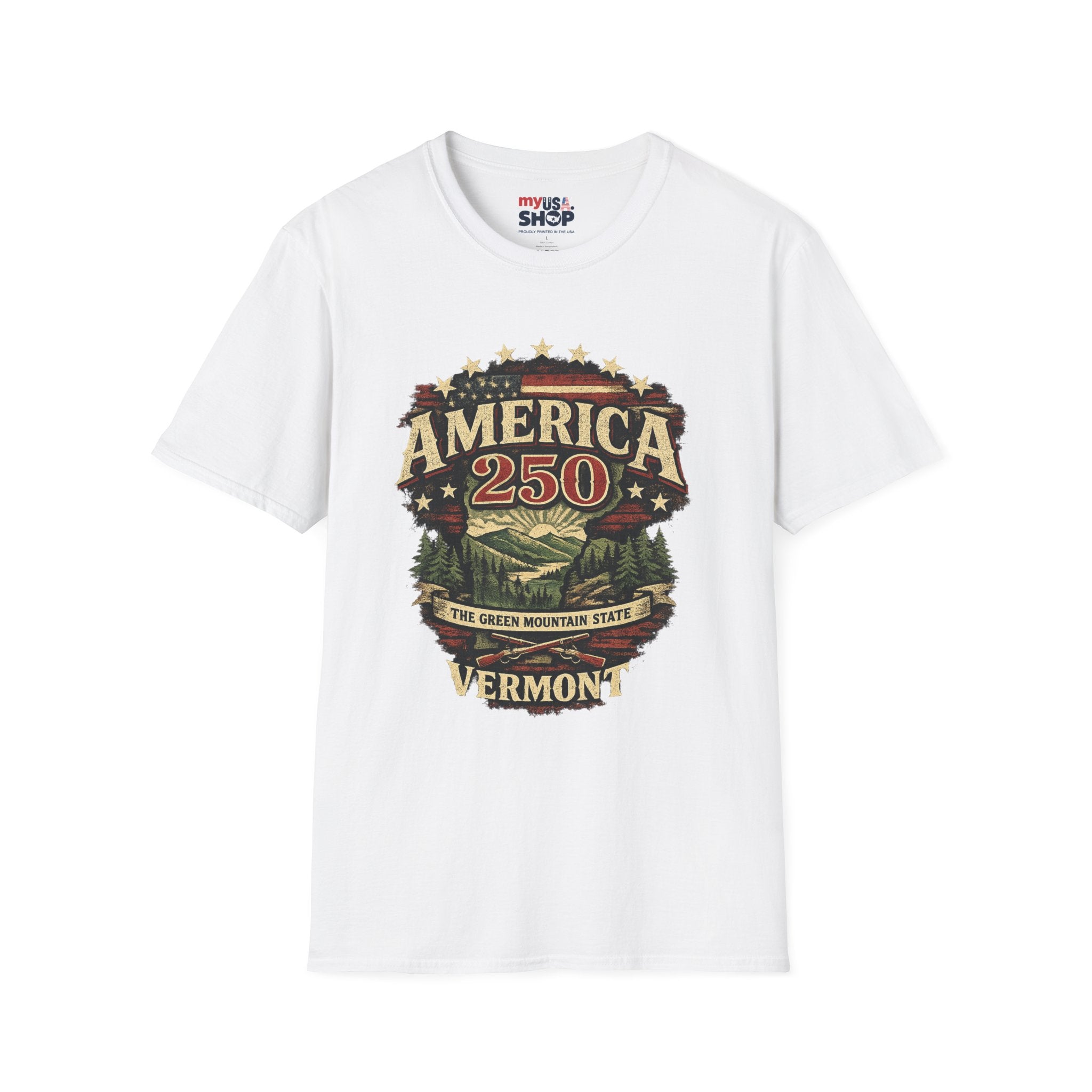 America 250 – Vermont “The Green Mountain State” Vintage Tee Design