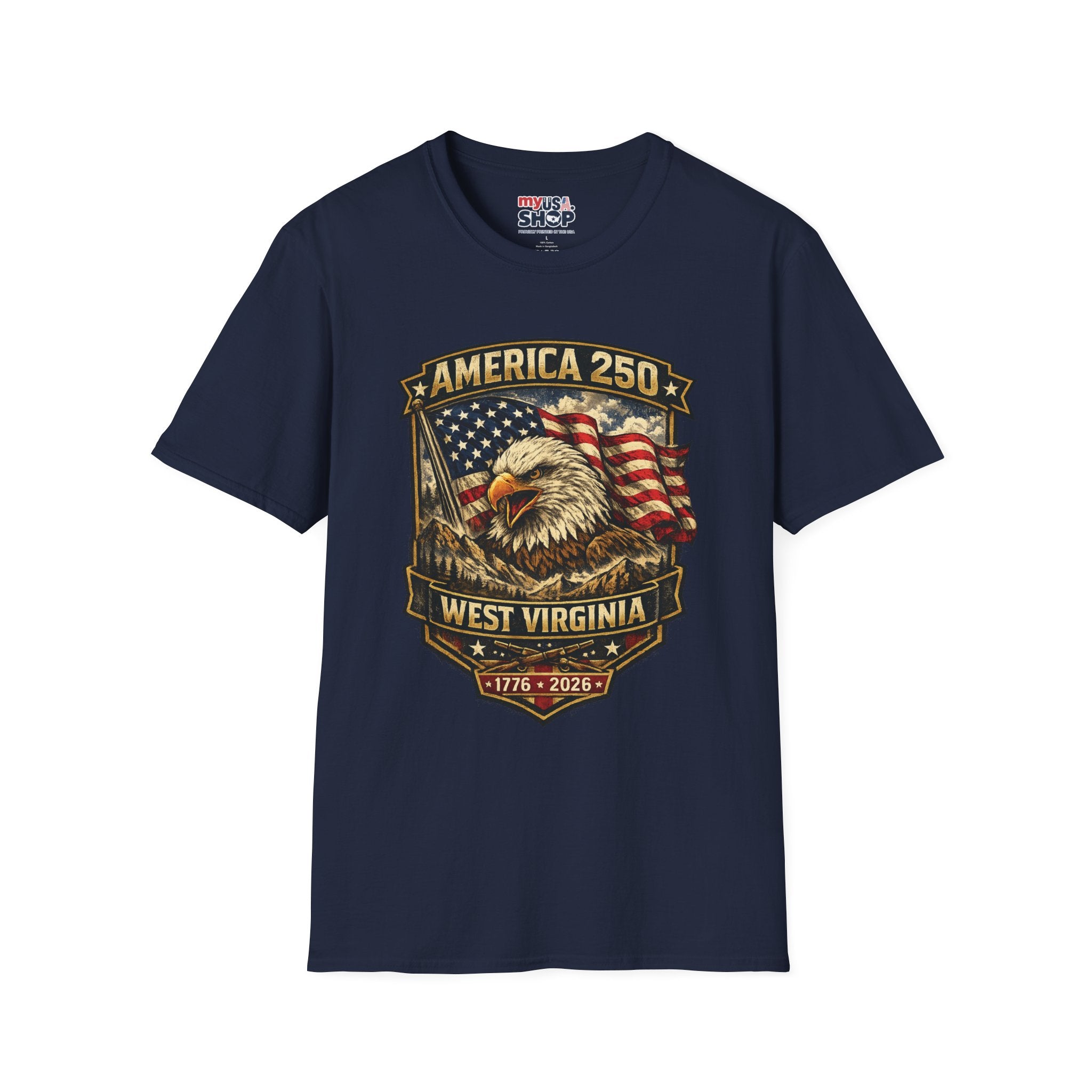 America 250 Eagle Flag T-Shirt — West Virginia Patriotic Anniversary Shirt