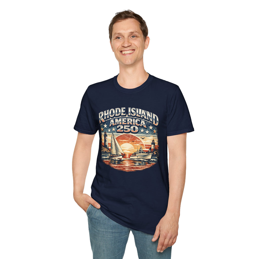Rhode Island America 250 Shirt — Nautical Sunset Sailing Tee