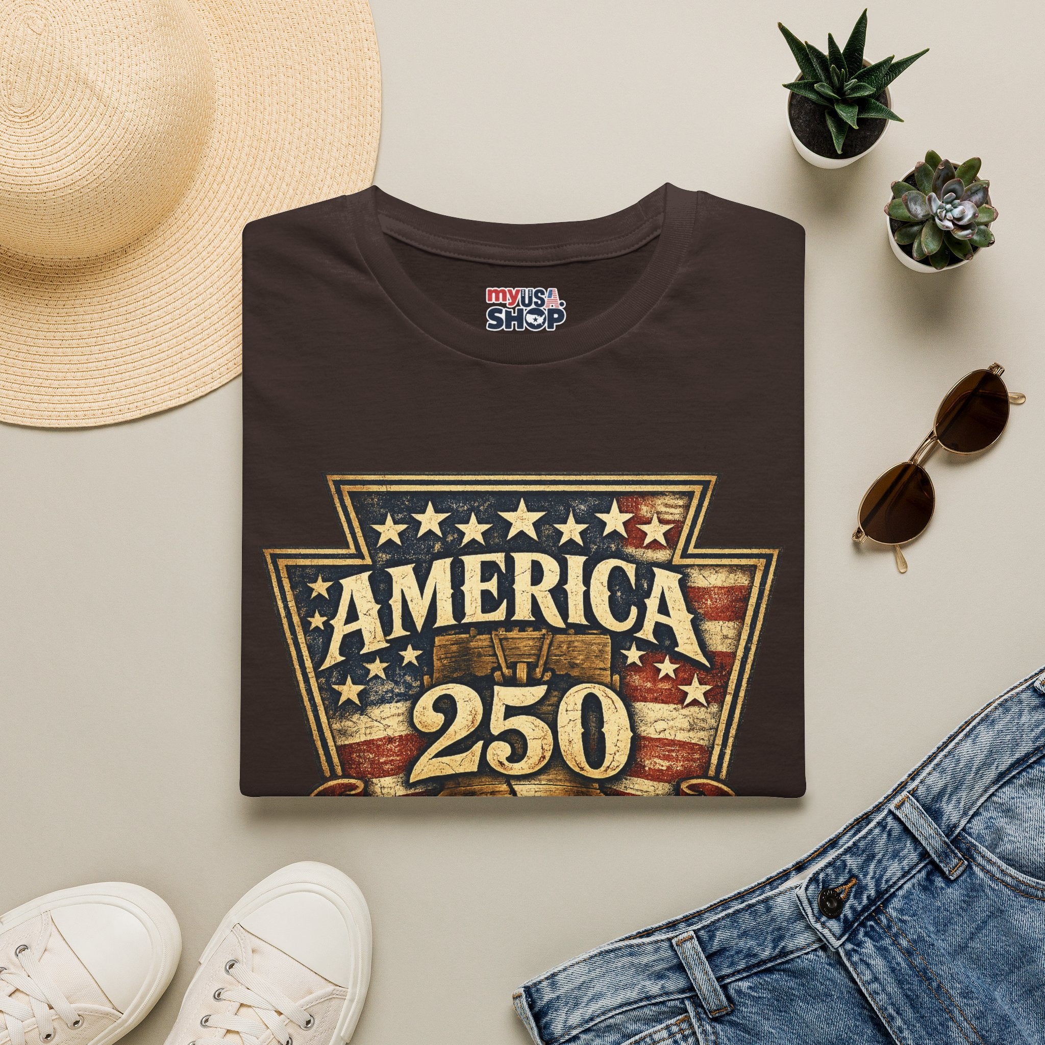 Pennsylvania America 250 Shirt — Keystone State Vintage Badge Graphic Tee
