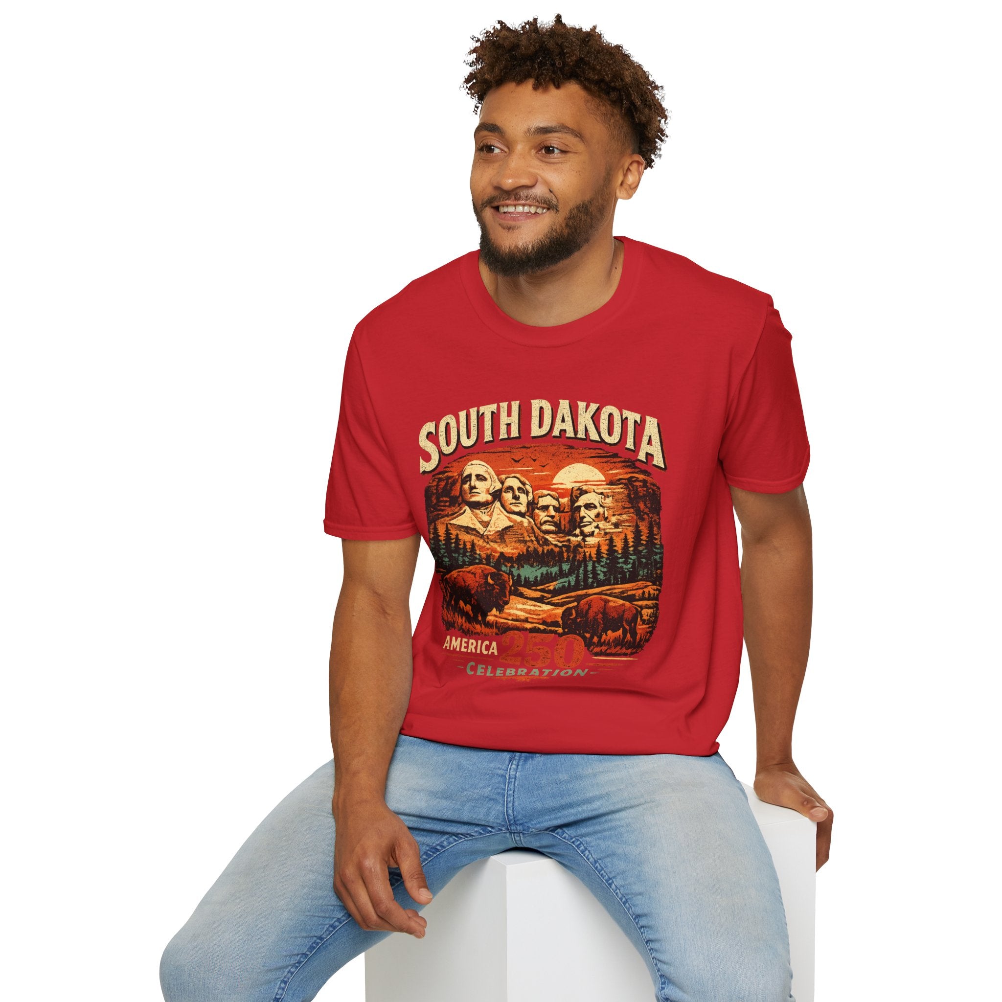 America 250 South Dakota Shirt — Sunset Mount Rushmore Celebration Tee