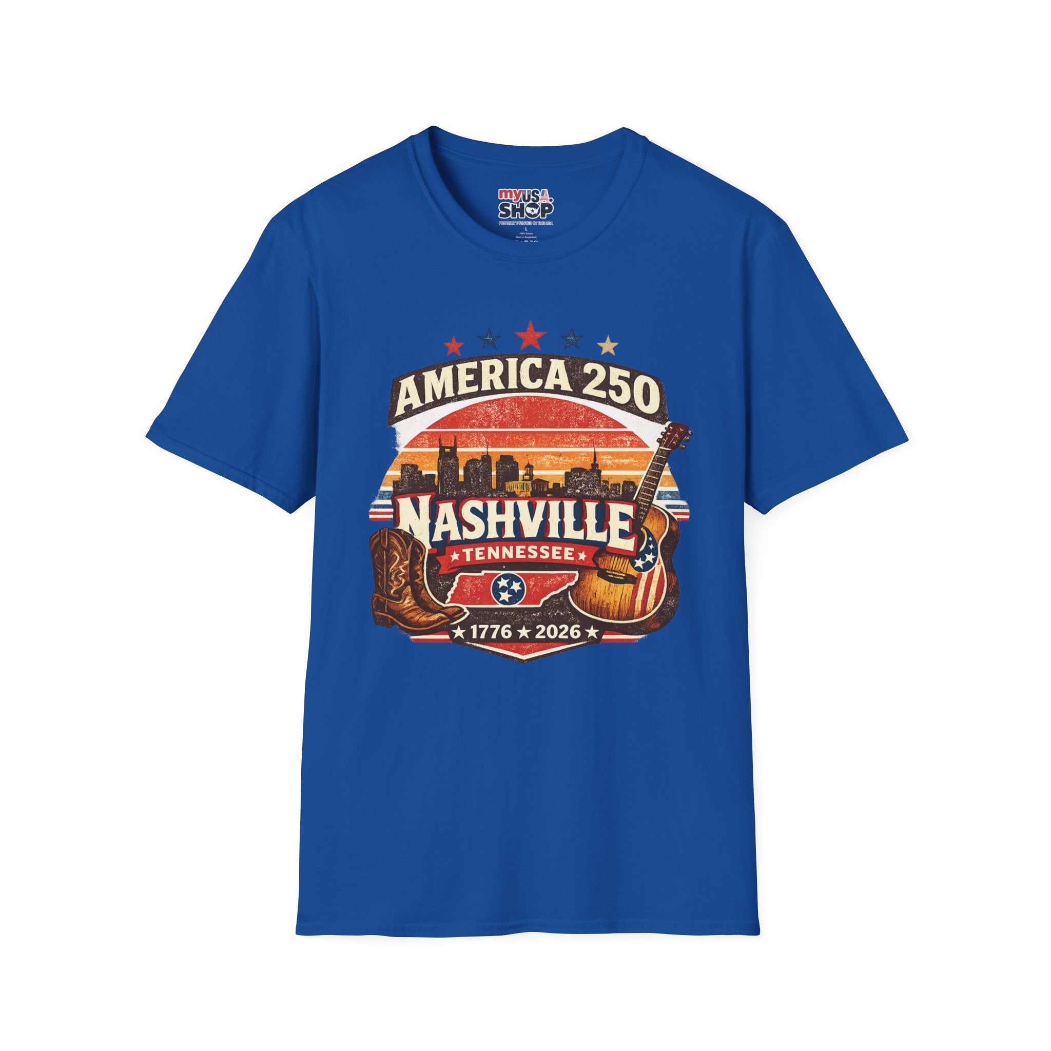 America 250 Nashville Tennessee T-Shirt — Patriotic Music City Graphic Tee