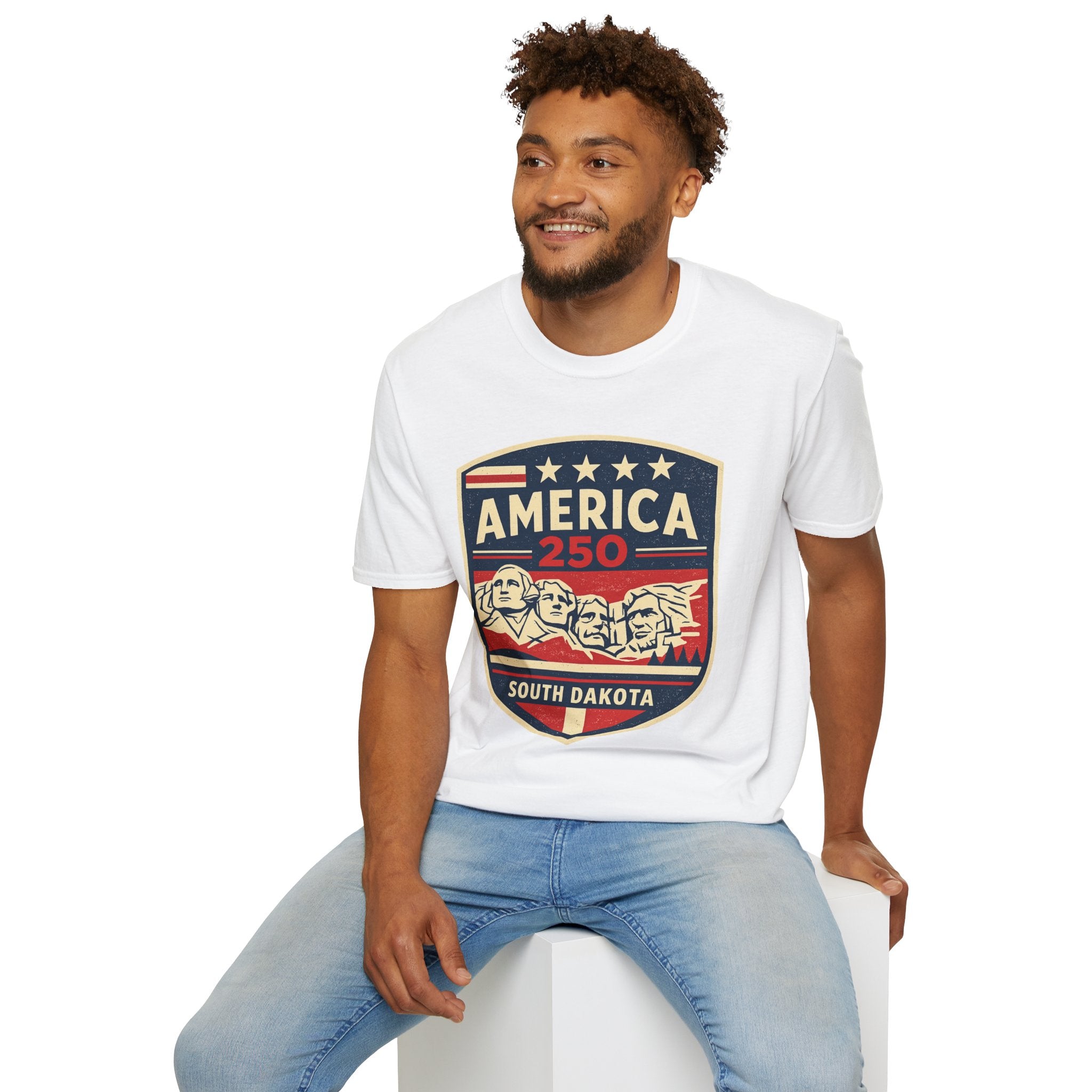 America 250 South Dakota Shirt — Retro Mount Rushmore USA Graphic Tee