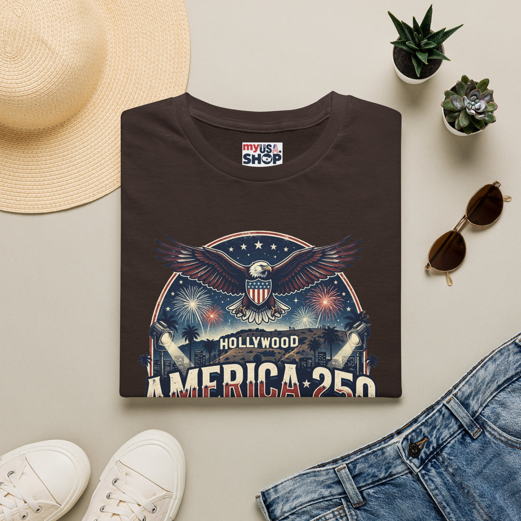 America 250 Graphic T-Shirt — Hollywood Stars & Stripes Eagle Design