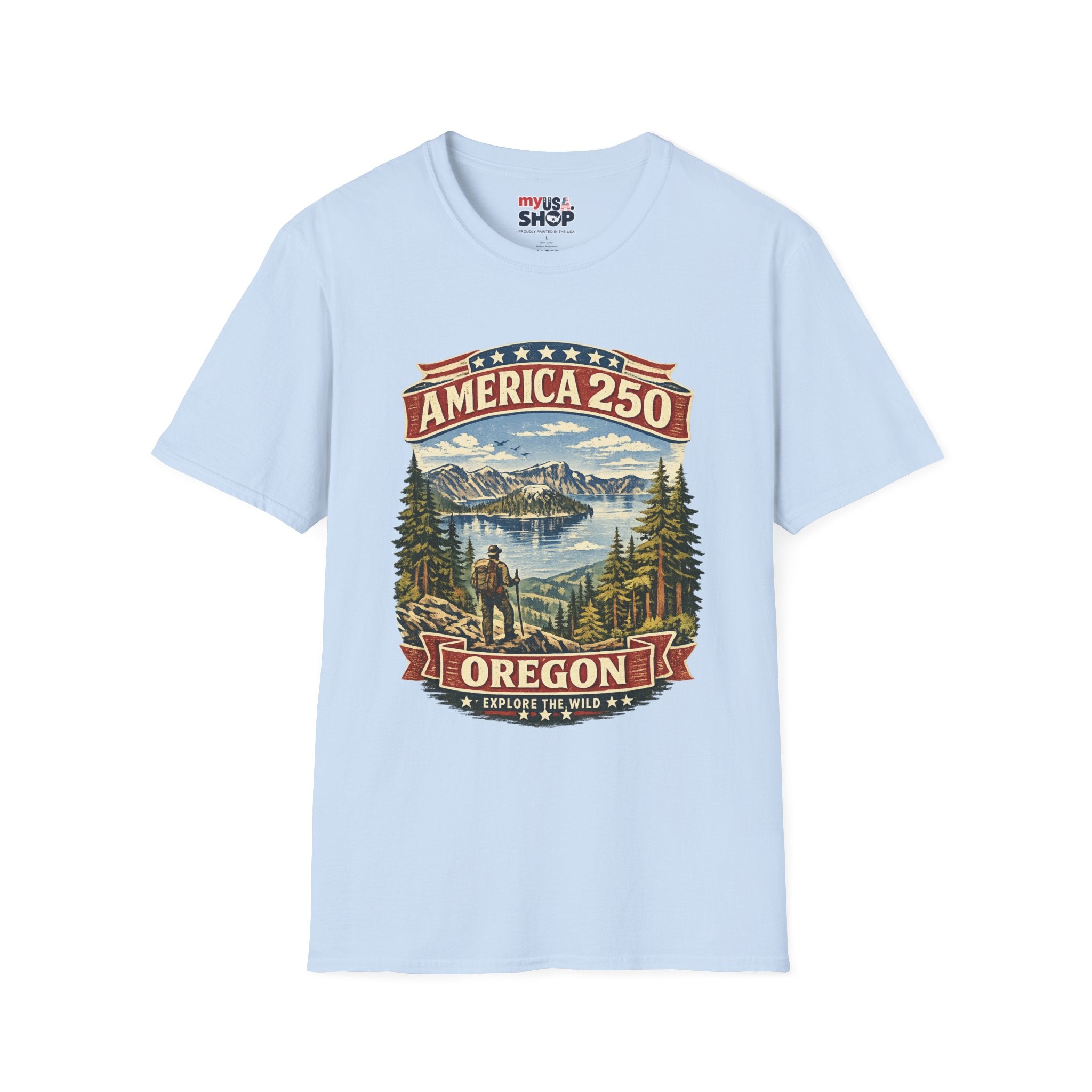 America 250 X Oregon Shirt — Explore The Wild Adventure Graphic Tee