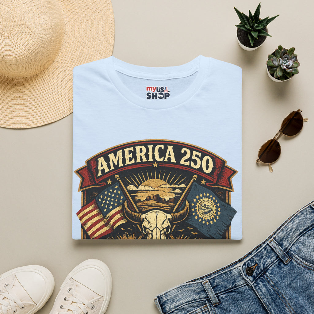 America 250 South Dakota T-Shirt — Western Skull Heritage Graphic Tee