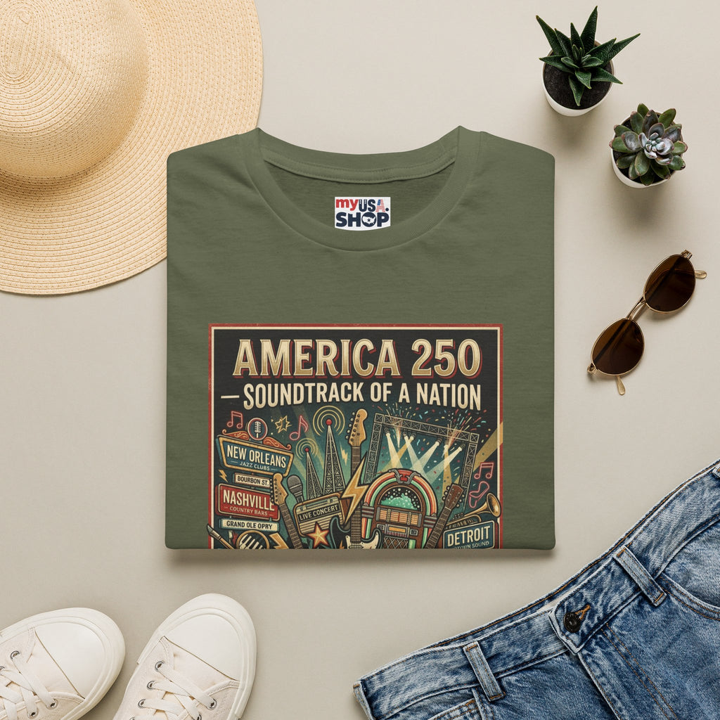 America 250 "Soundtrack of a Nation" T-Shirt — Patriotic Music Festival Tee Pop Culture