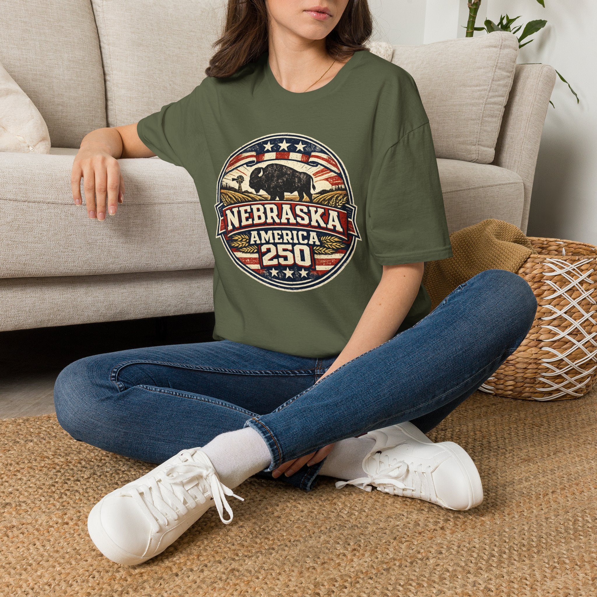 Nebraska Buffalo Retro T-Shirt — America 250 Vintage State Pride Tee