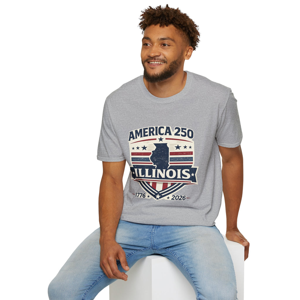 America 250 Illinois T-Shirt — 1776–2026 Bicentennial USA State Pride Tee