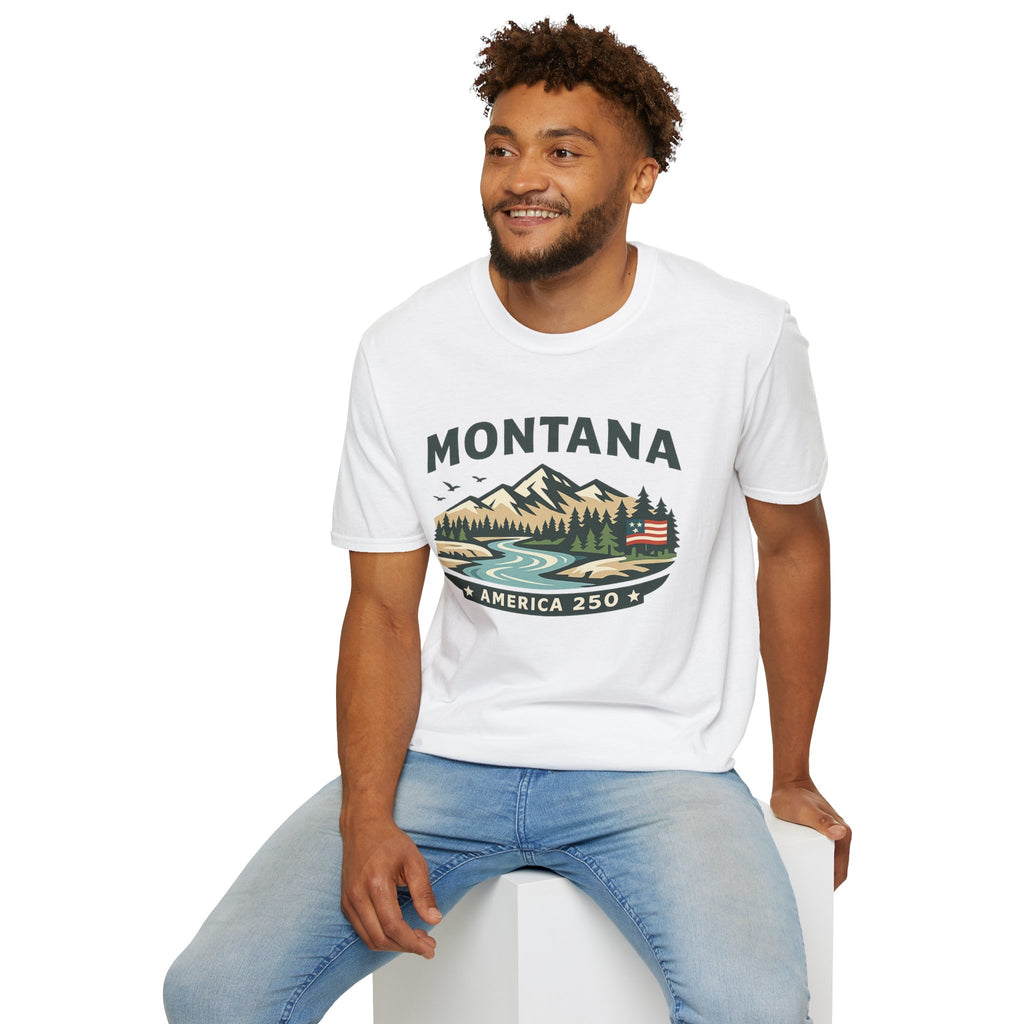 Montana Mountain Scenic T-Shirt — America 250 Retro Nature Graphic