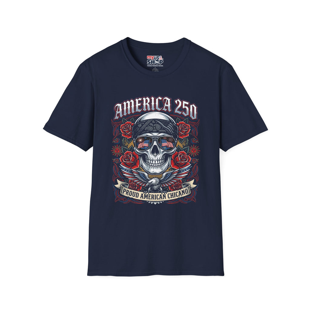 America 250 Chicano Skull– Patriotic Sugar Skull with Roses