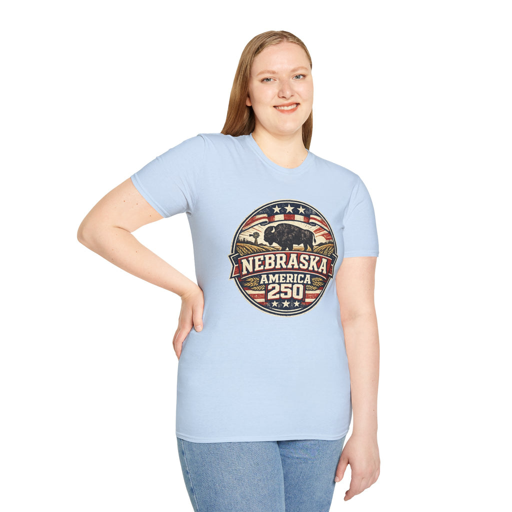 Nebraska Buffalo Retro T-Shirt — America 250 Vintage State Pride Tee
