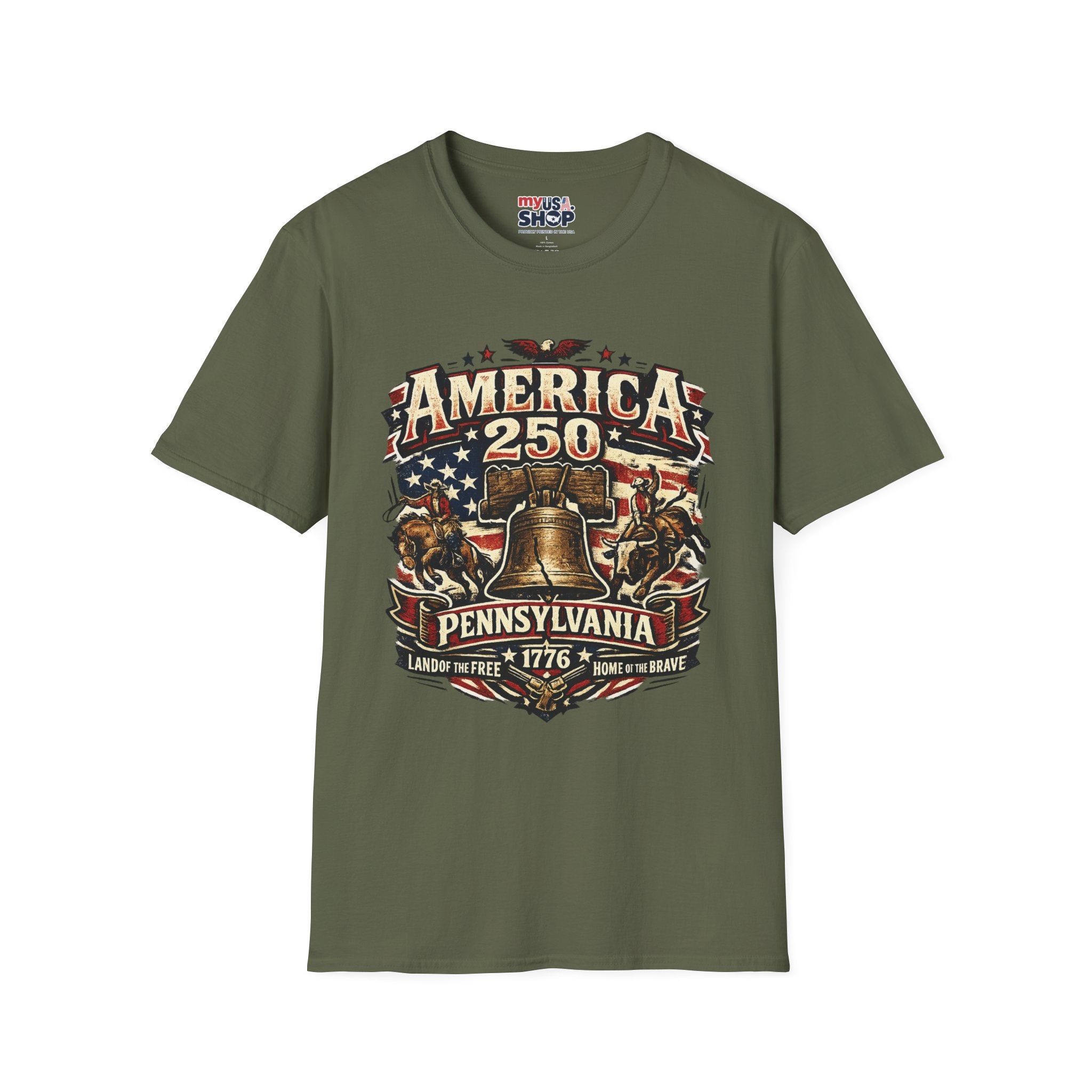 America 250 Pennsylvania TShirt — Western Rodeo Liberty Bell Graphic Tee