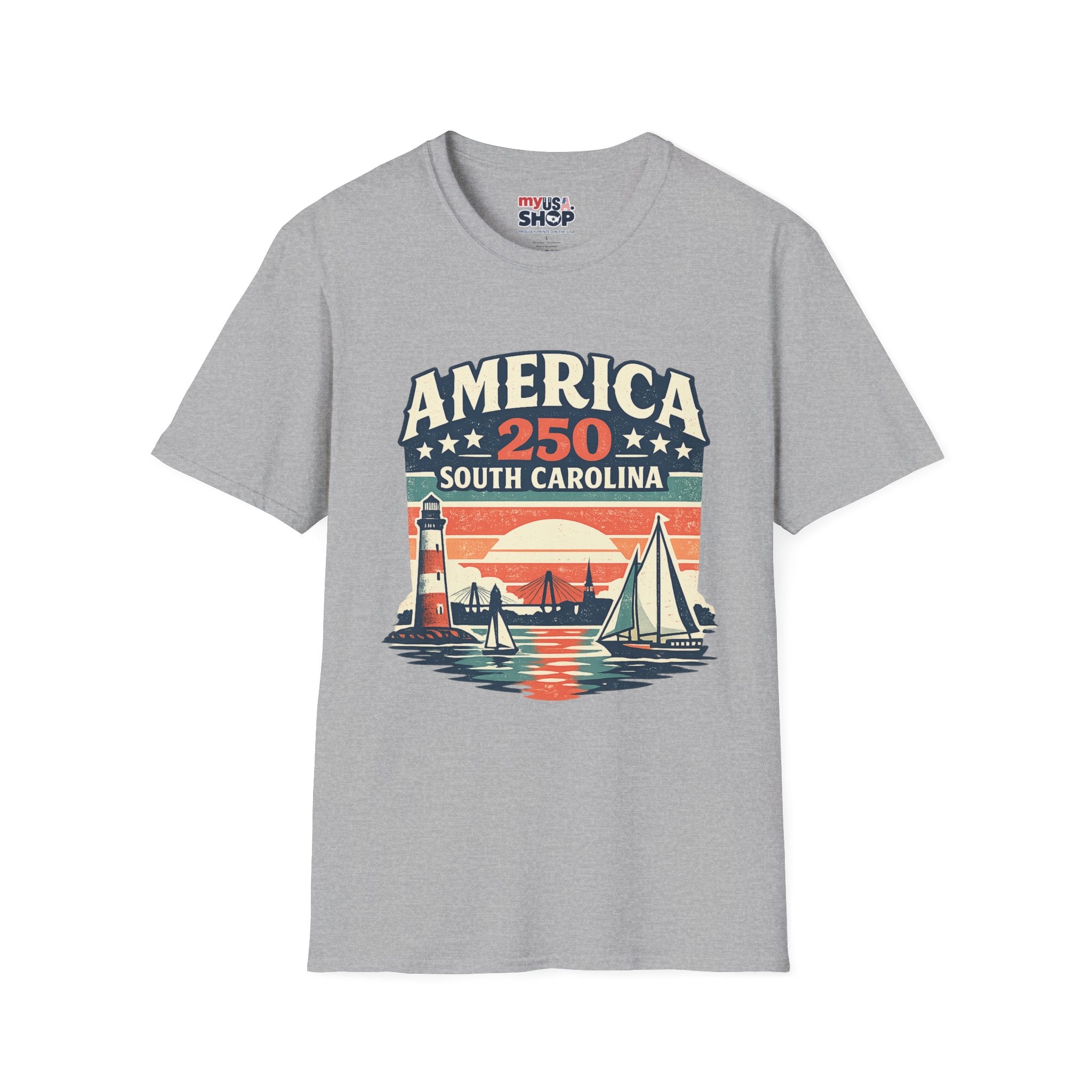 America 250 South Carolina T-Shirt – Retro Sunset Sailing Patriotic Tee