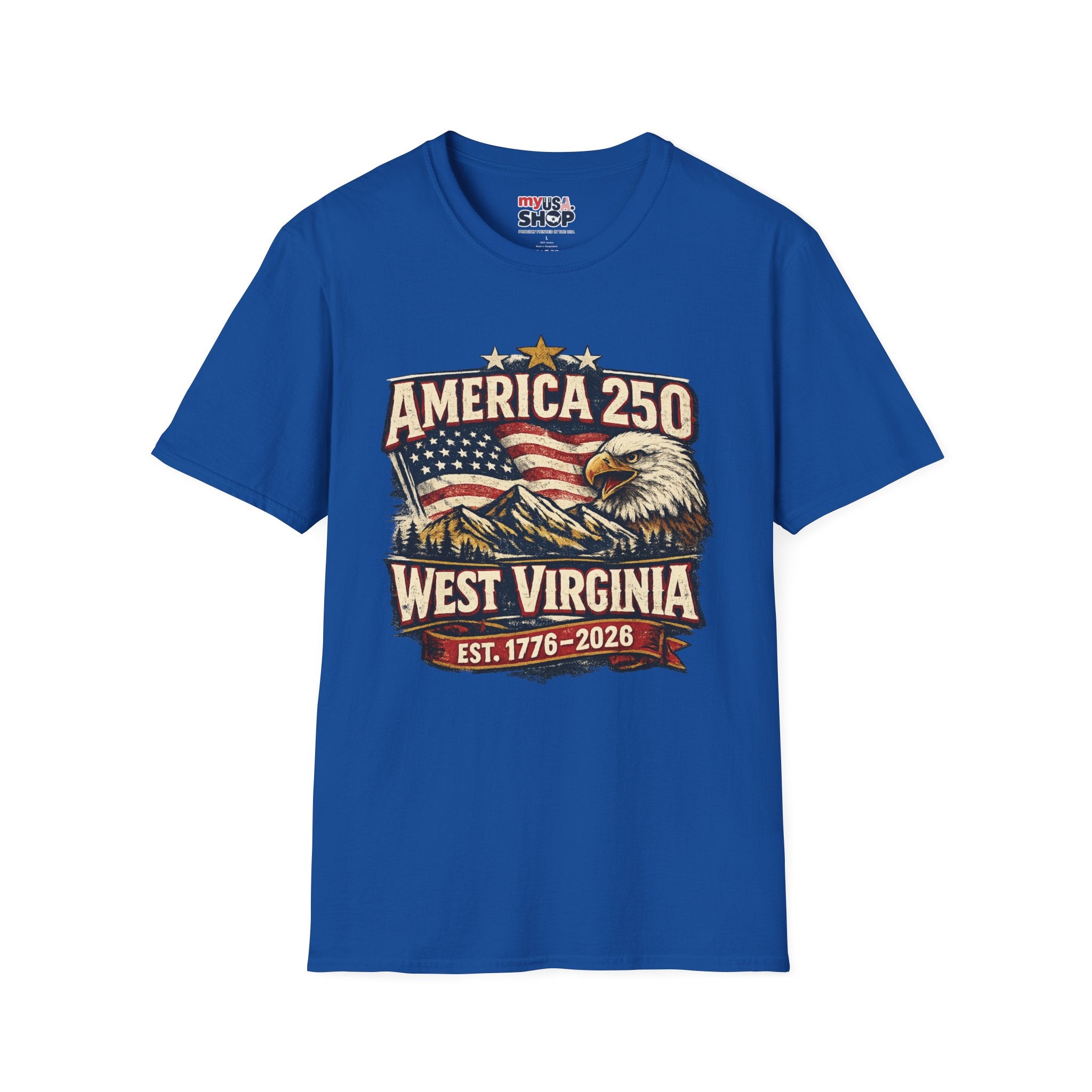 America 250 Eagle T-Shirt — West Virginia 1776–2026 Patriotic