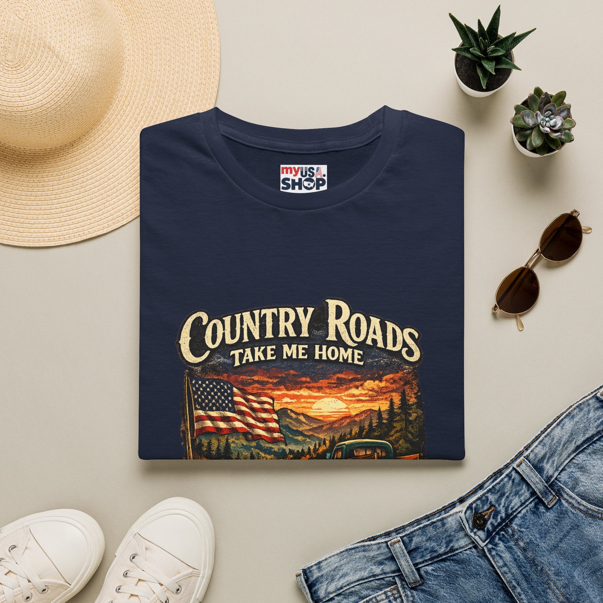 America 250 T-Shirt — "Take Me Home" West Virginia Scenic Graphic Tee