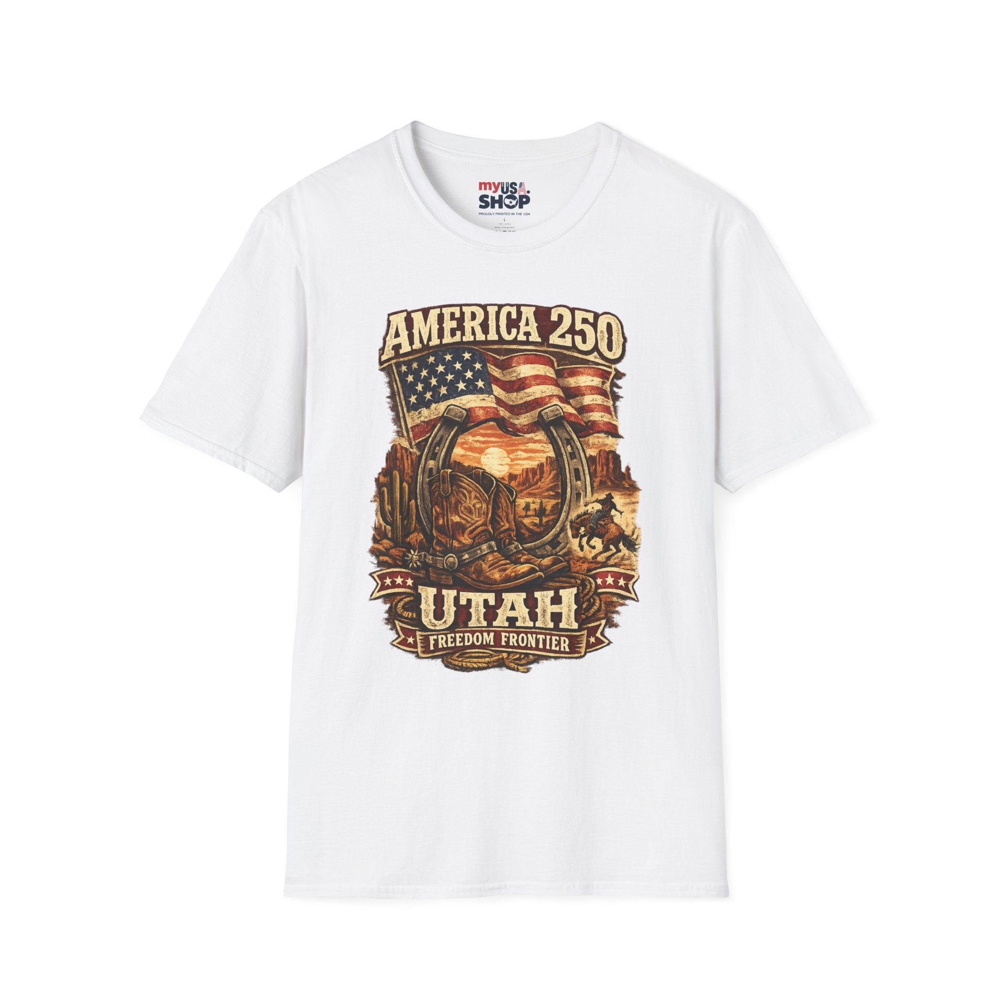 America 250 Utah T-Shirt — Freedom Frontier Western Graphic Tee