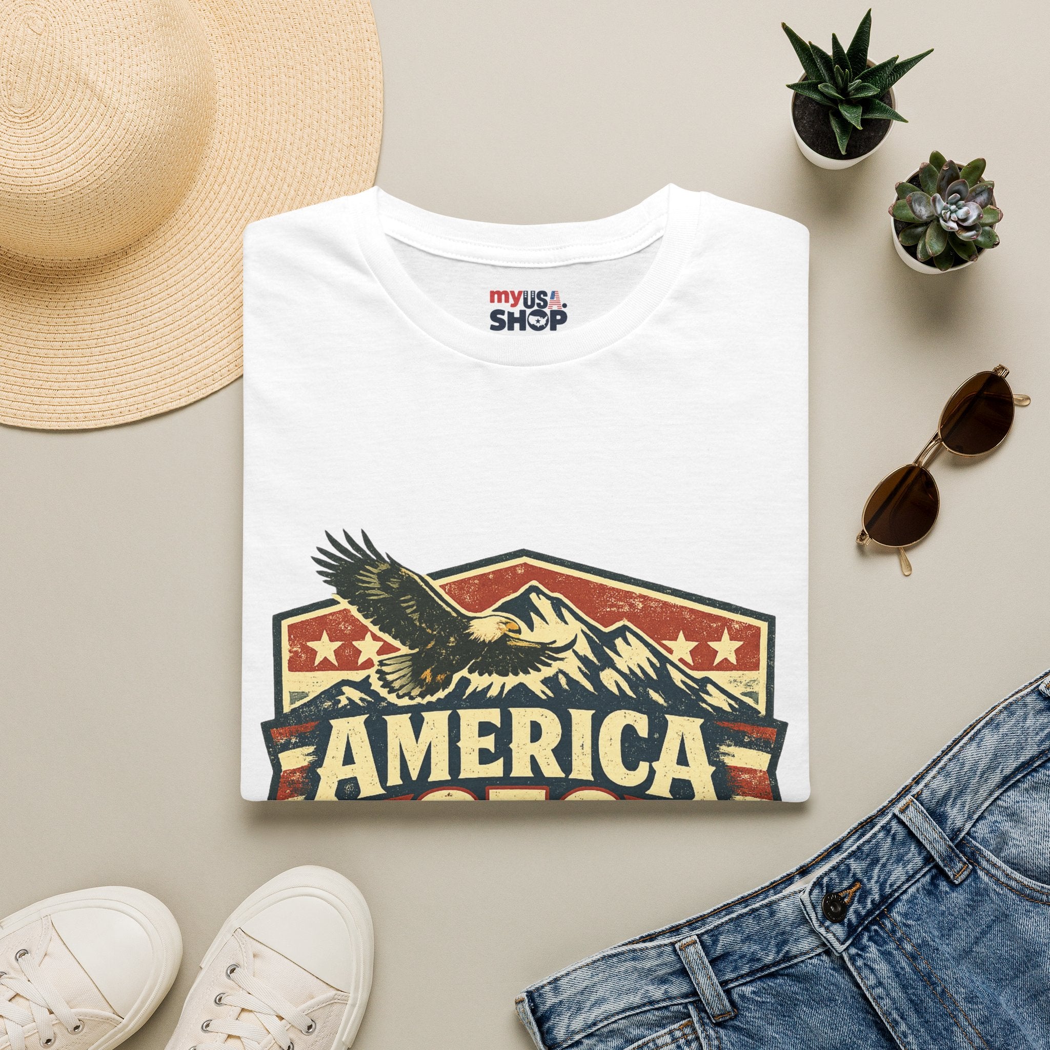 America 250 Shirt —Oregon  Mountain Eagle Wilderness Badge Tee