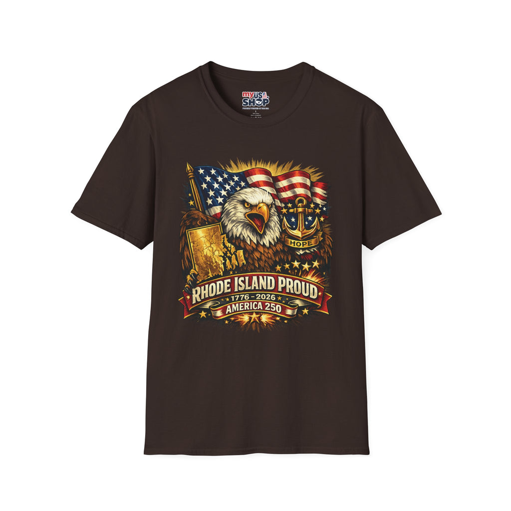 Rhode Island Proud America 250 T-Shirt — Patriotic Eagle Graphic Tee