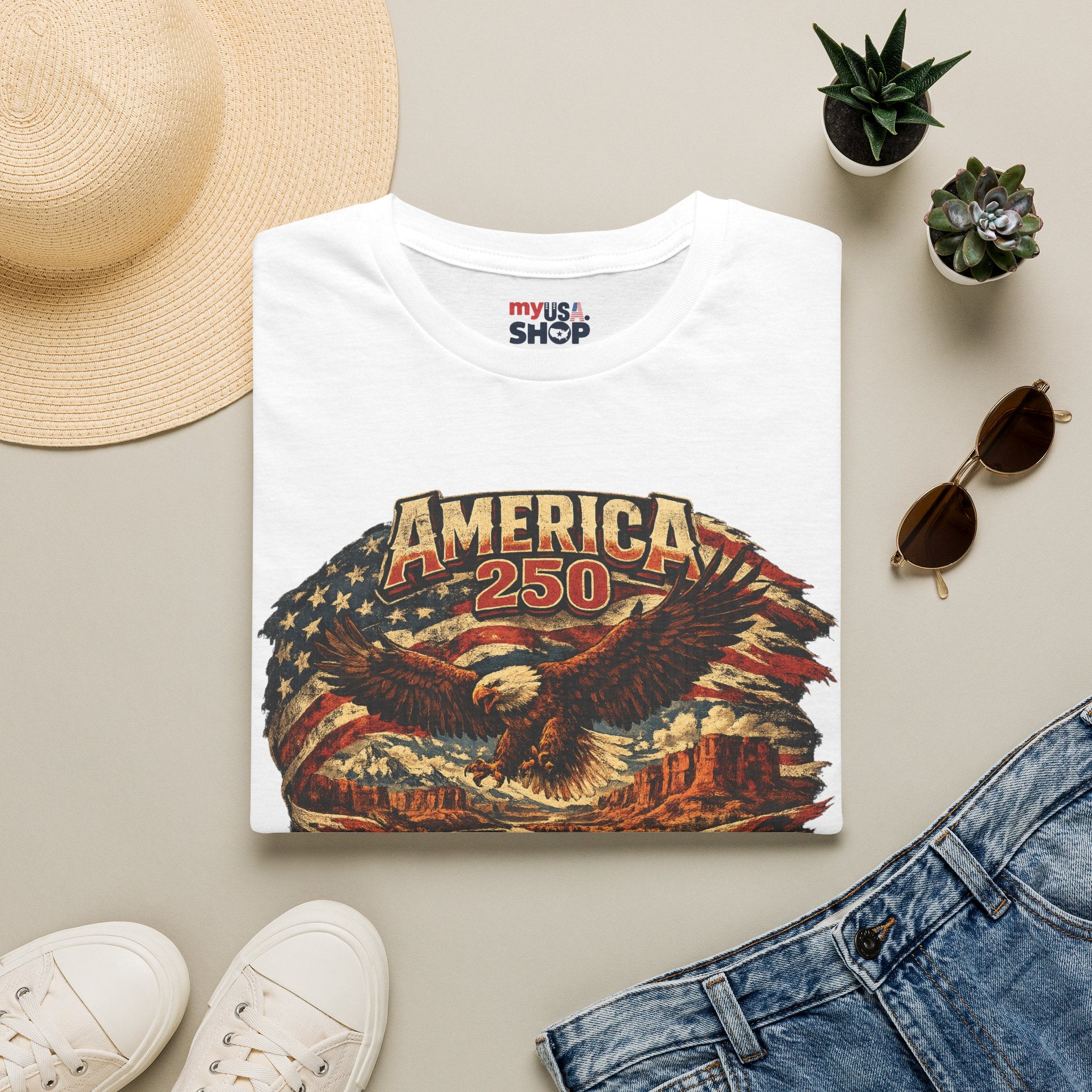 America 250 Utah State Shirt — Heritage Eagle Patriotic Graphic Tee