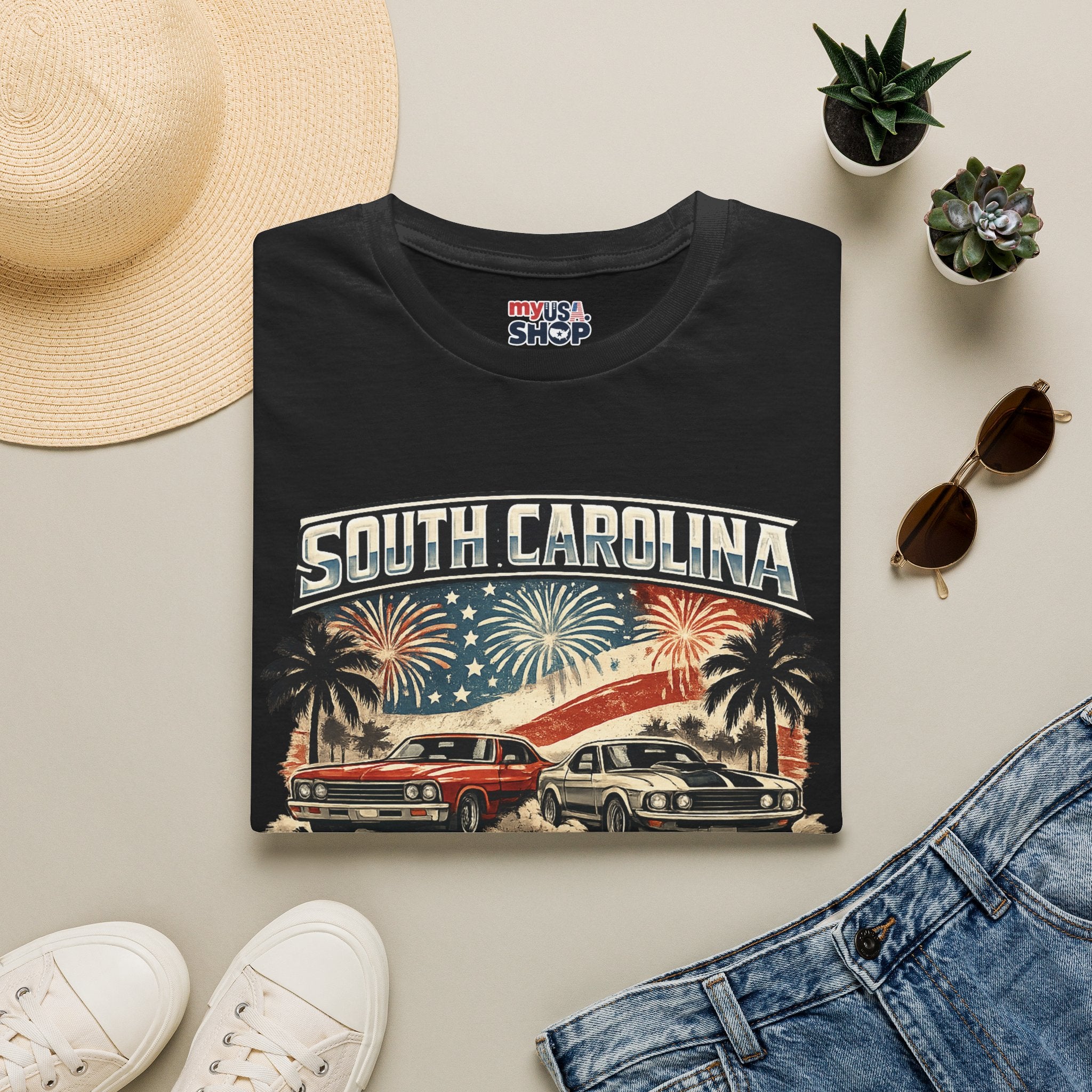 America 250 South Carolina Retro Fireworks T-Shirt