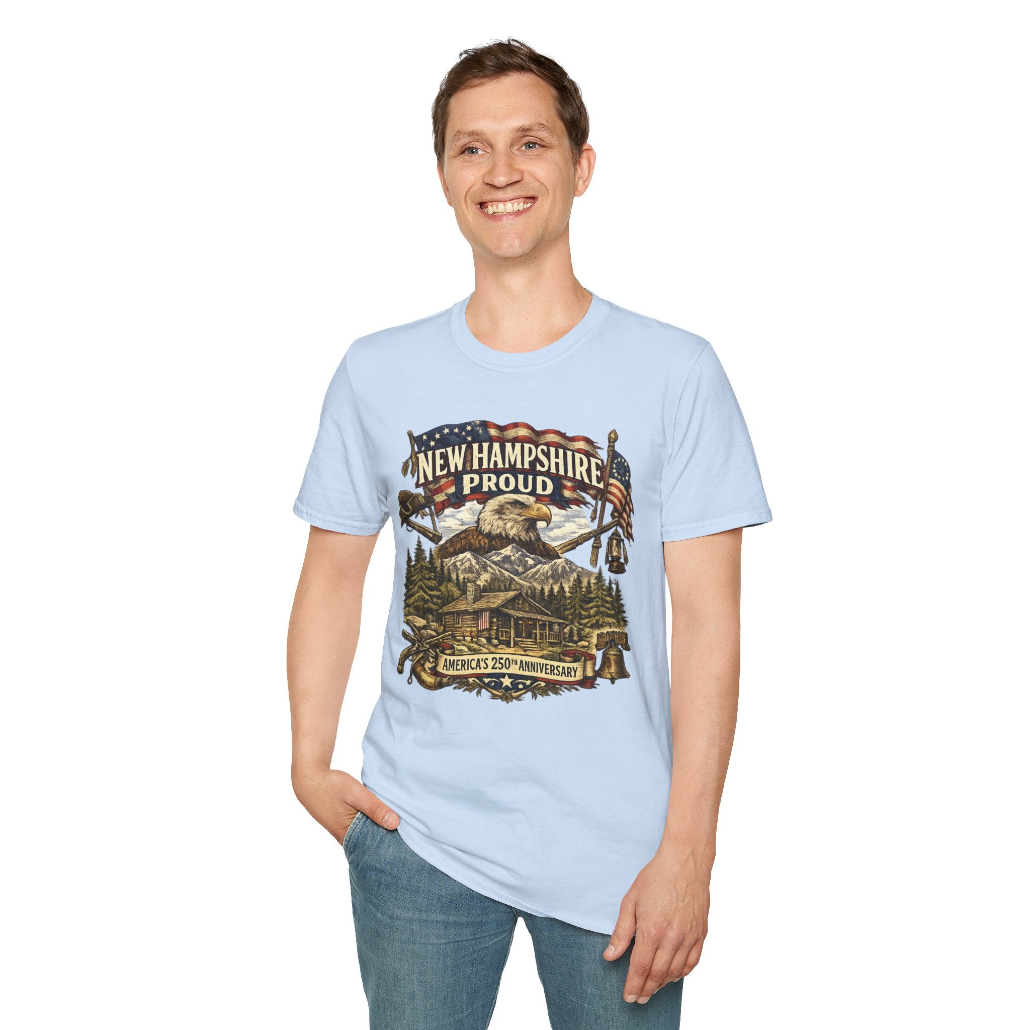 America 250 New Hampshire Proud T-Shirt — Patriotic Eagle State Tee