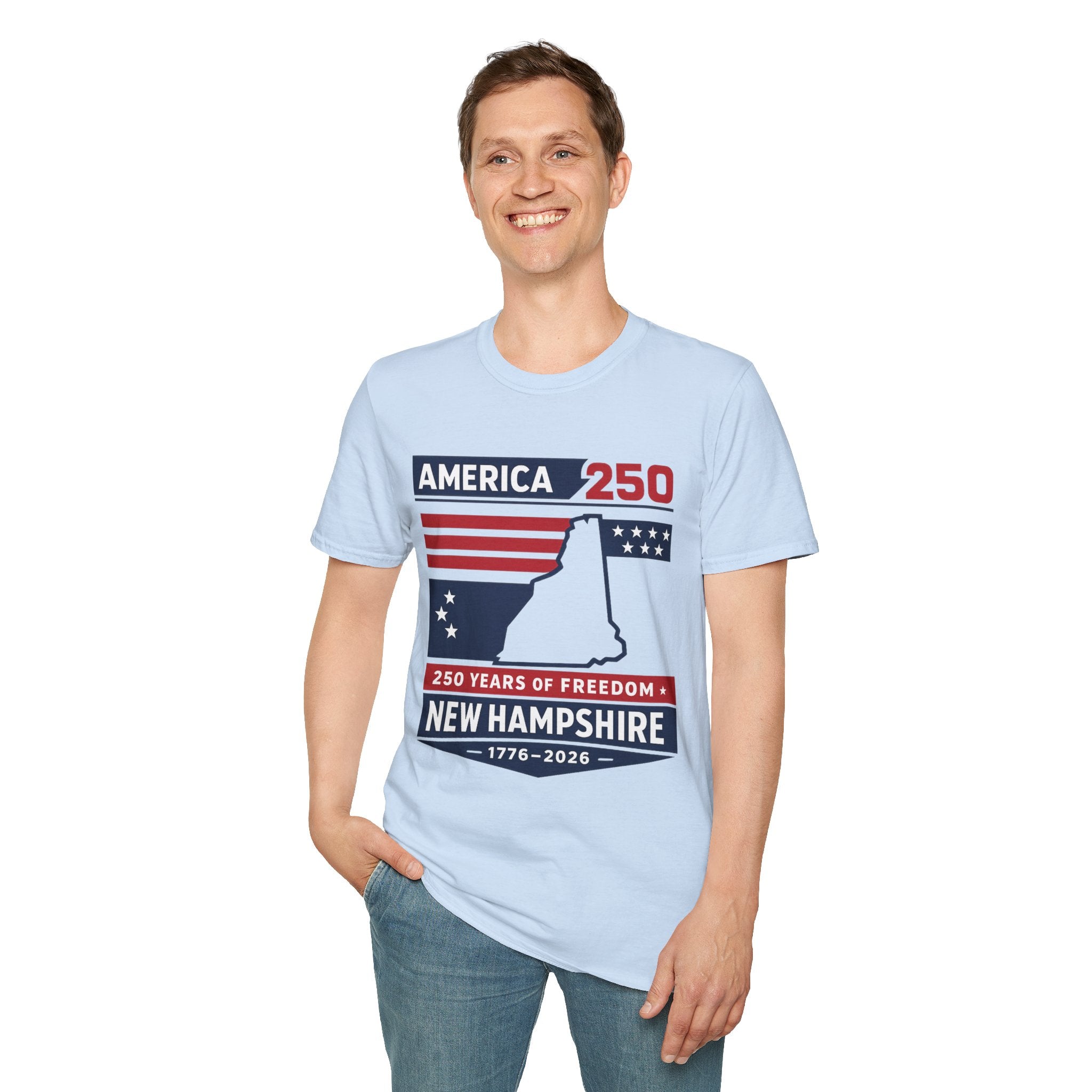 America 250 New Hampshire T-Shirt — 250 Years of Freedom (1776–2026)