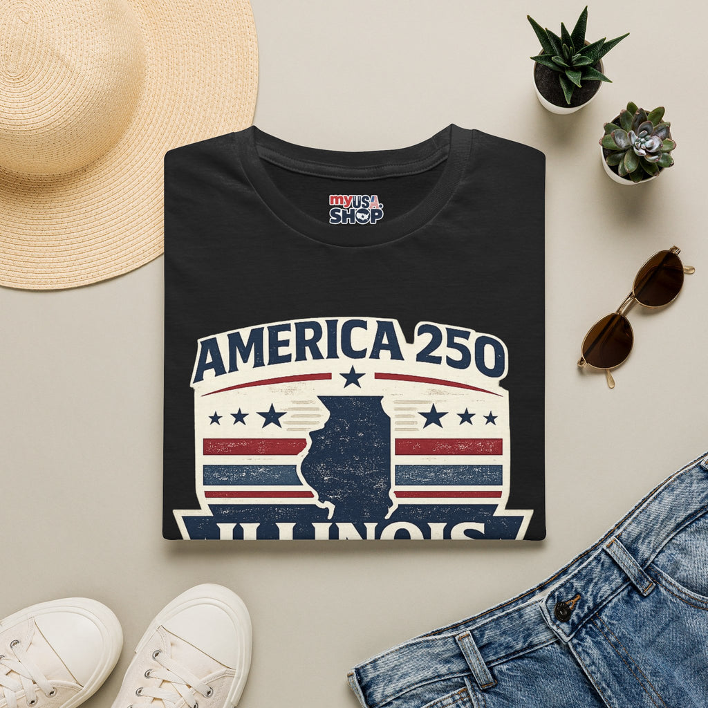 America 250 Illinois T-Shirt — 1776–2026 USA State Pride Tee