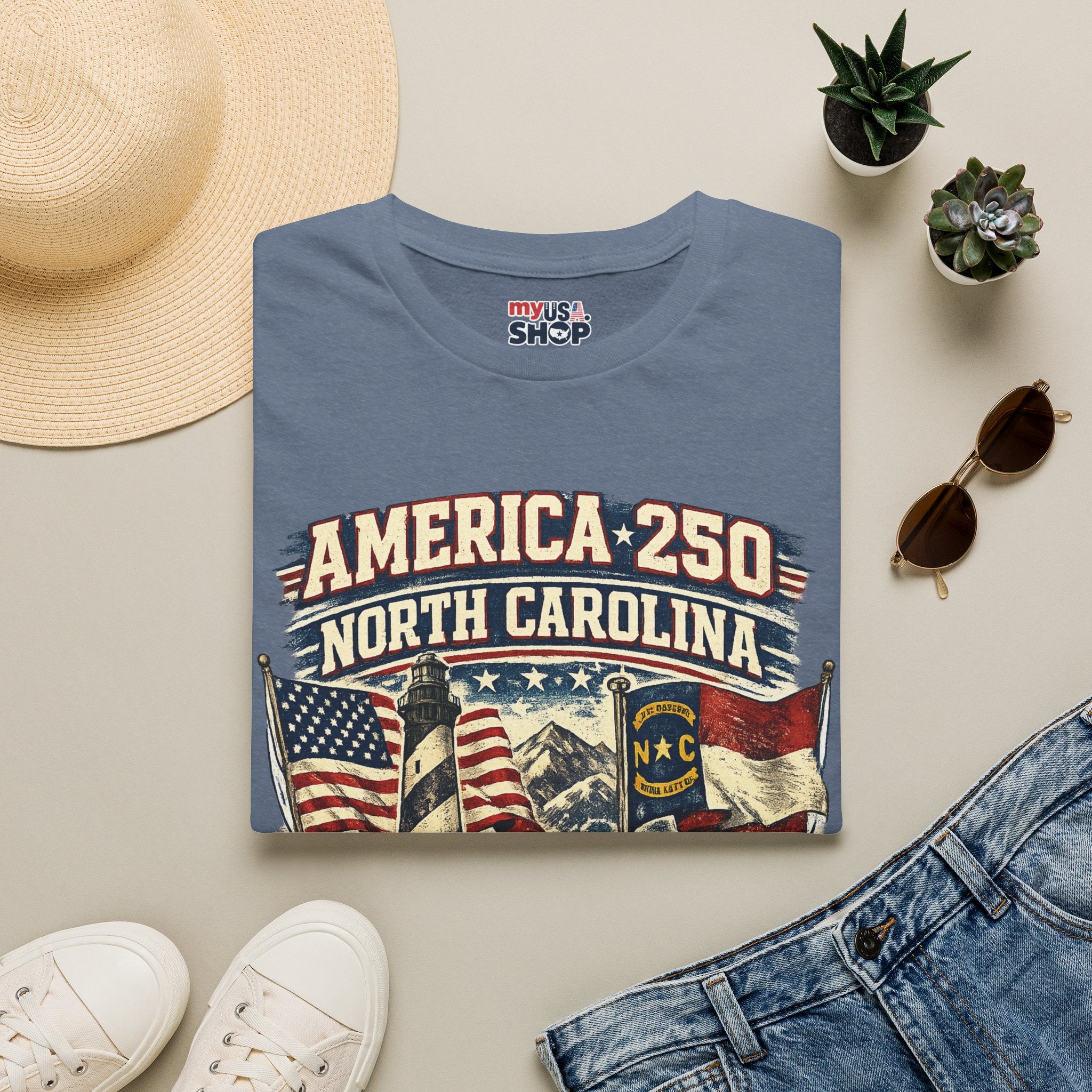 America 250 North Carolina T-Shirt — 1776–2026 Patriotic State Pride Tee
