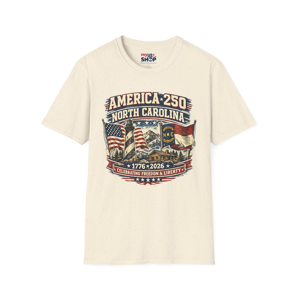 America 250 North Carolina T-Shirt — 1776–2026 Patriotic State Pride Tee